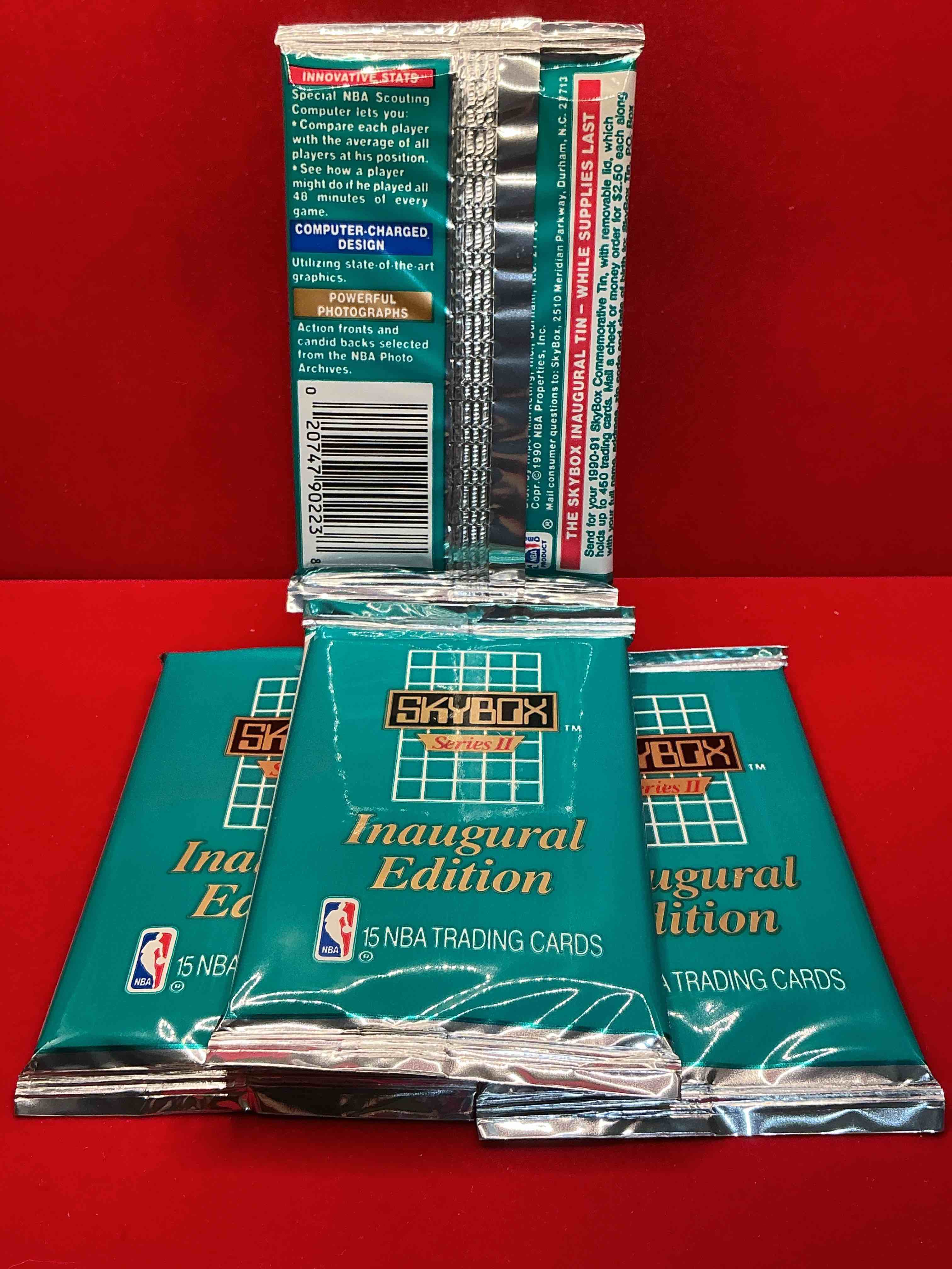 Condition photo showing New/Like New for michael jordan, magic johnson & more! search for so many nba legends & stars! 1990-91 skybox unopened packs, series ii! direct from original box! these packs are sought after for their eye-catching teal look & awesome cards! search for valuable michael jordan, larry bird & magic johnson cards! along with other stars!