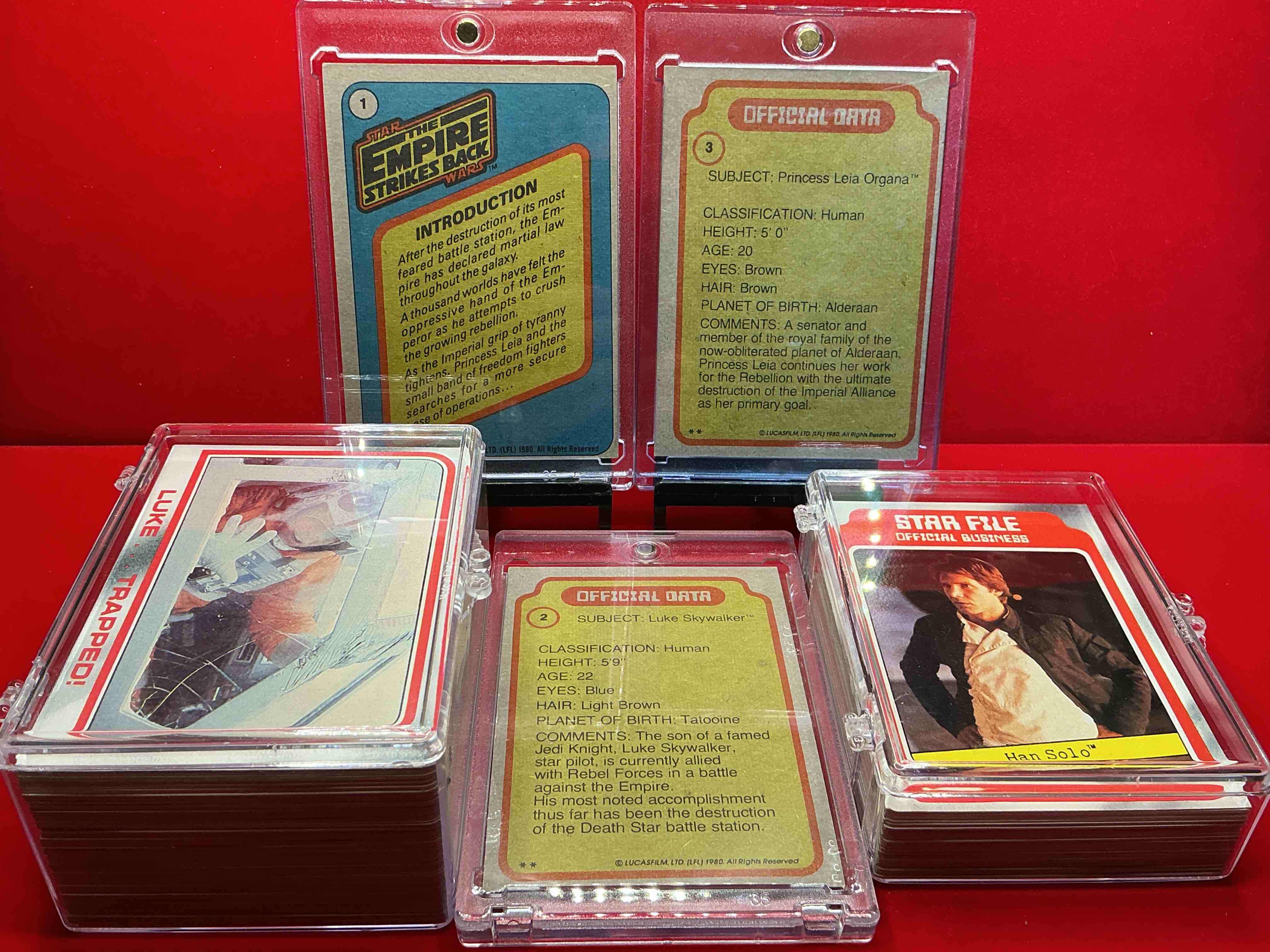 Condition photo showing New/Like New for 1980 empire strikes back history!  genuine star wars empire strikes back movie cards, complete series one,  132 card collection!  ultra rare to find in this good condition & complete!  authentic, serious collectibles & precious pieces of original star wars history!  