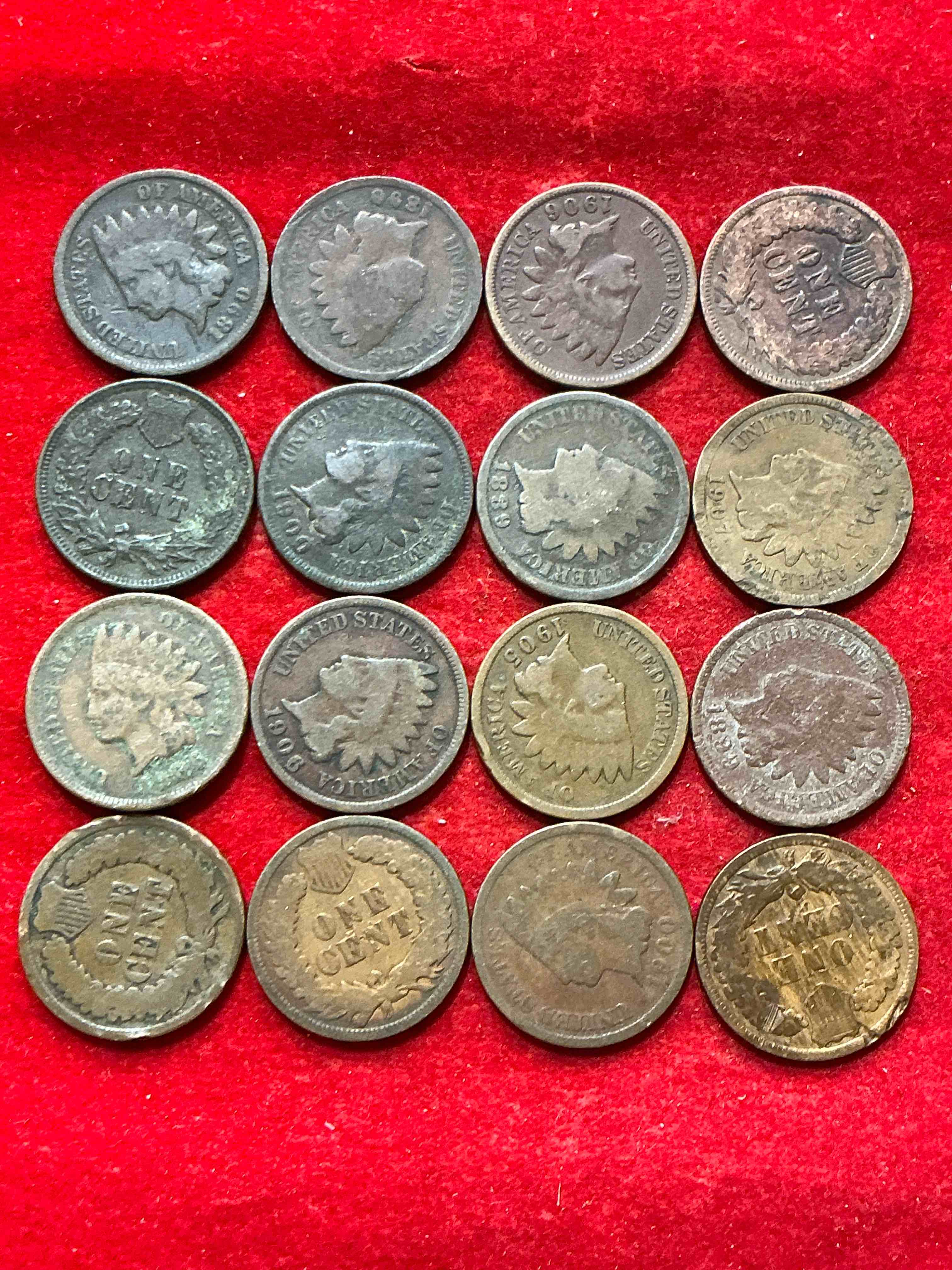 Condition photo showing Good Condition for indian head pennies! these gorgeous u.s. pennies were minted from 1859-1909 & have become serious collector items! the "indian head" design is actually a representation of lady liberty wearing an indian headdress. here are beautiful, well-kept examples representing many different mint years! great for collecting, investing & learning history, & rare with visible dates!