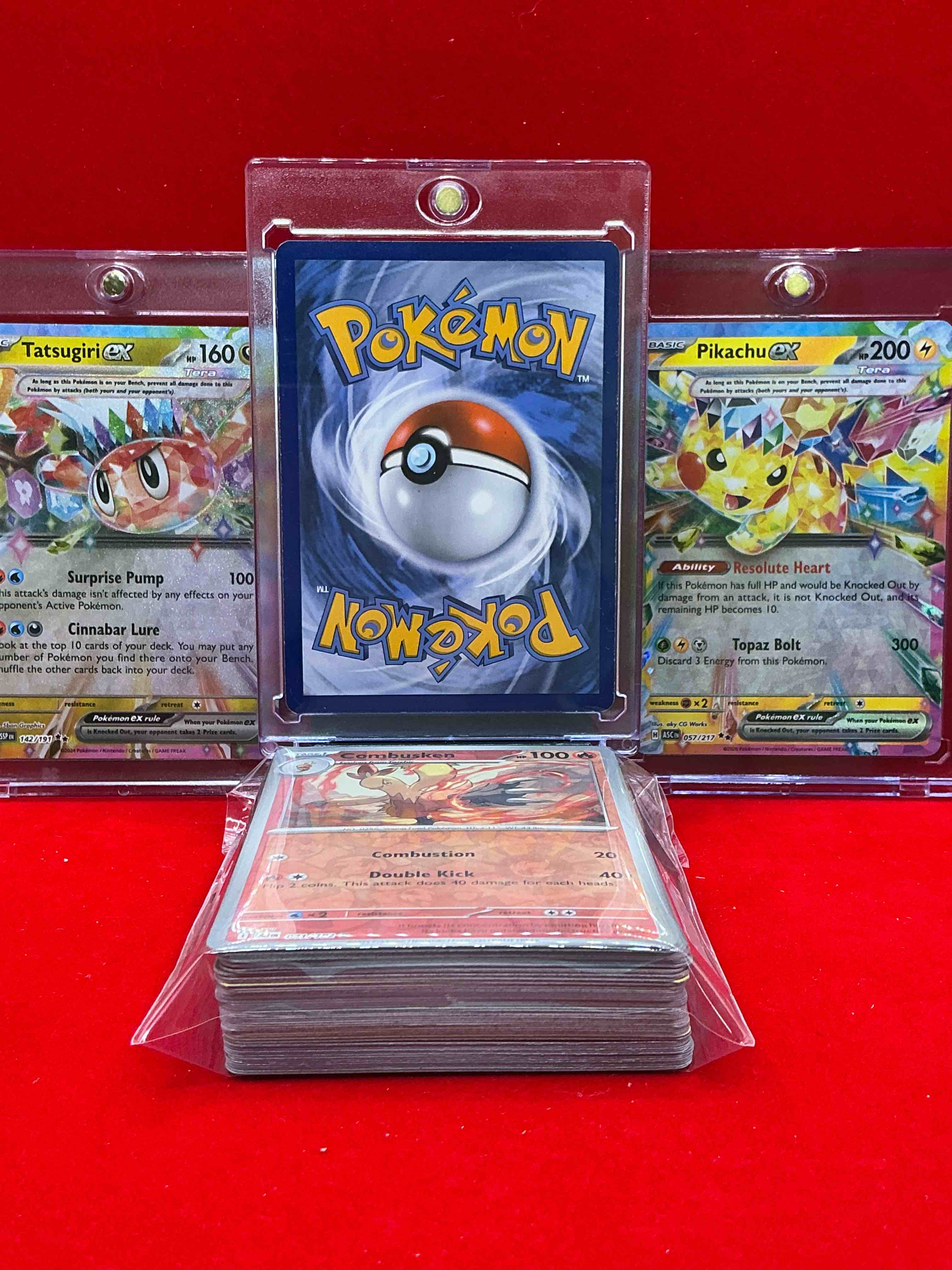 Condition photo showing New/Like New for charizard ex, pikachu ex & more! insane! along with 50 other pokémon heroes, holos, legends & commons- including holographic cards, cool holos & more! includes  non holo common/ uncommon basic & first stage cards & could even include trainers & energy too! perfect set for collectors & enthusiasts!