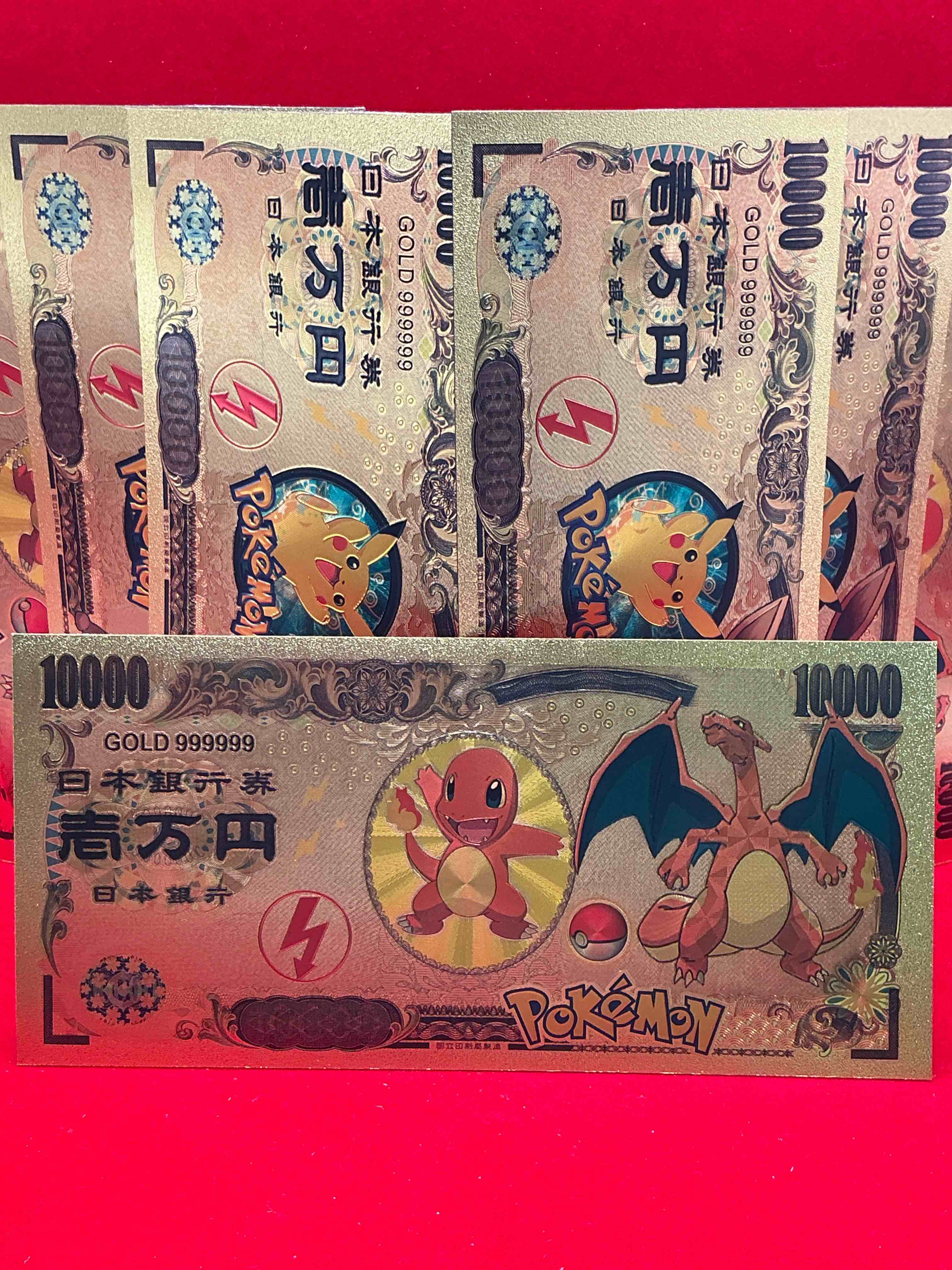 Condition photo showing New/Like New for pokémon novelty gold in color dollars! ultra cool novelty 10,000 pokémon bill with characters & cool designs! rare & hard to get!