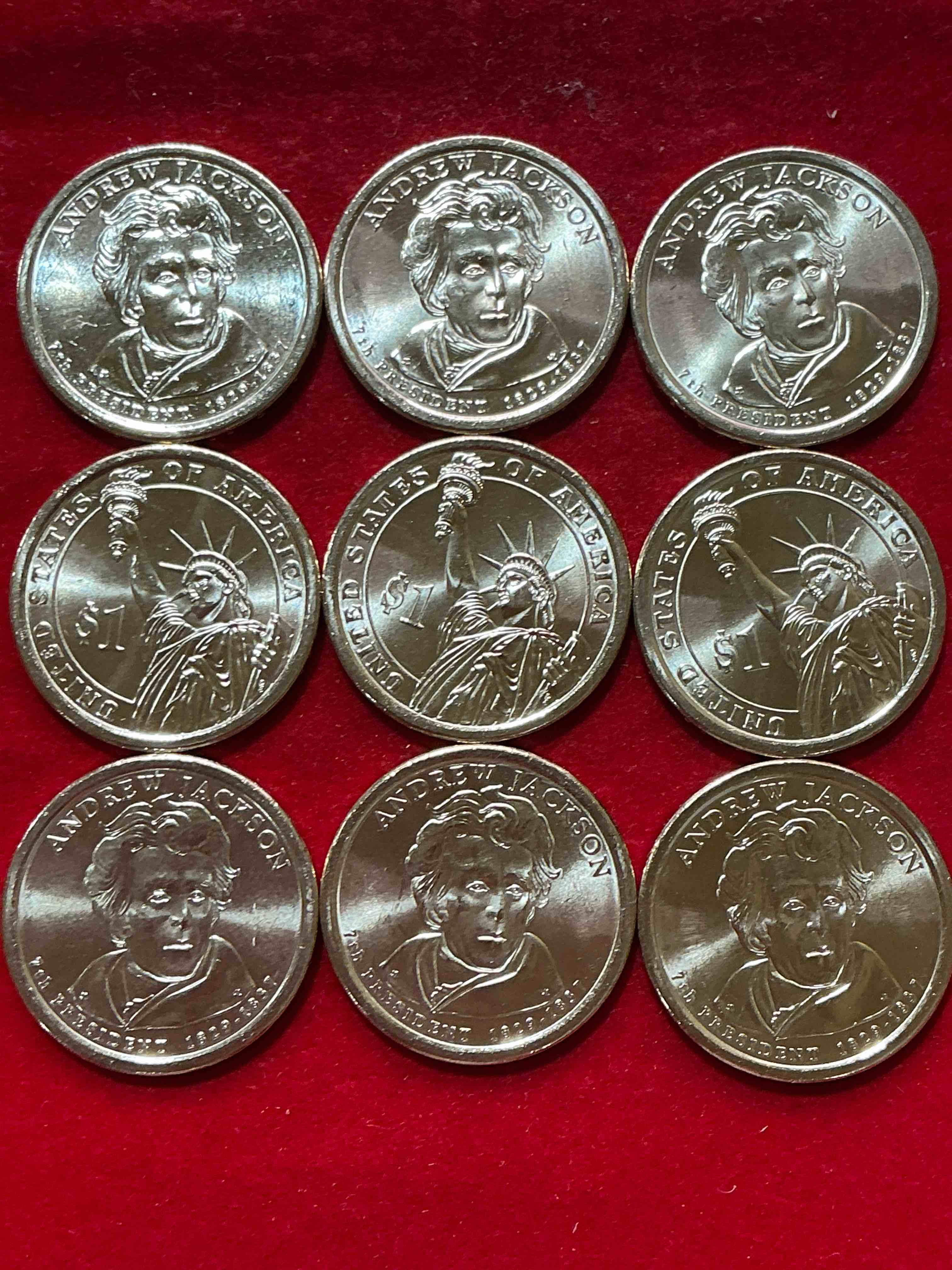 Condition photo showing New/Like New for andrew jackson 2008 one dollar presidential coins! uncirculated brilliant coins! these coins are in mint condition, and some of the most collectible coins out there! rare, uncirculated, one dollar coins featuring andrew jackson!