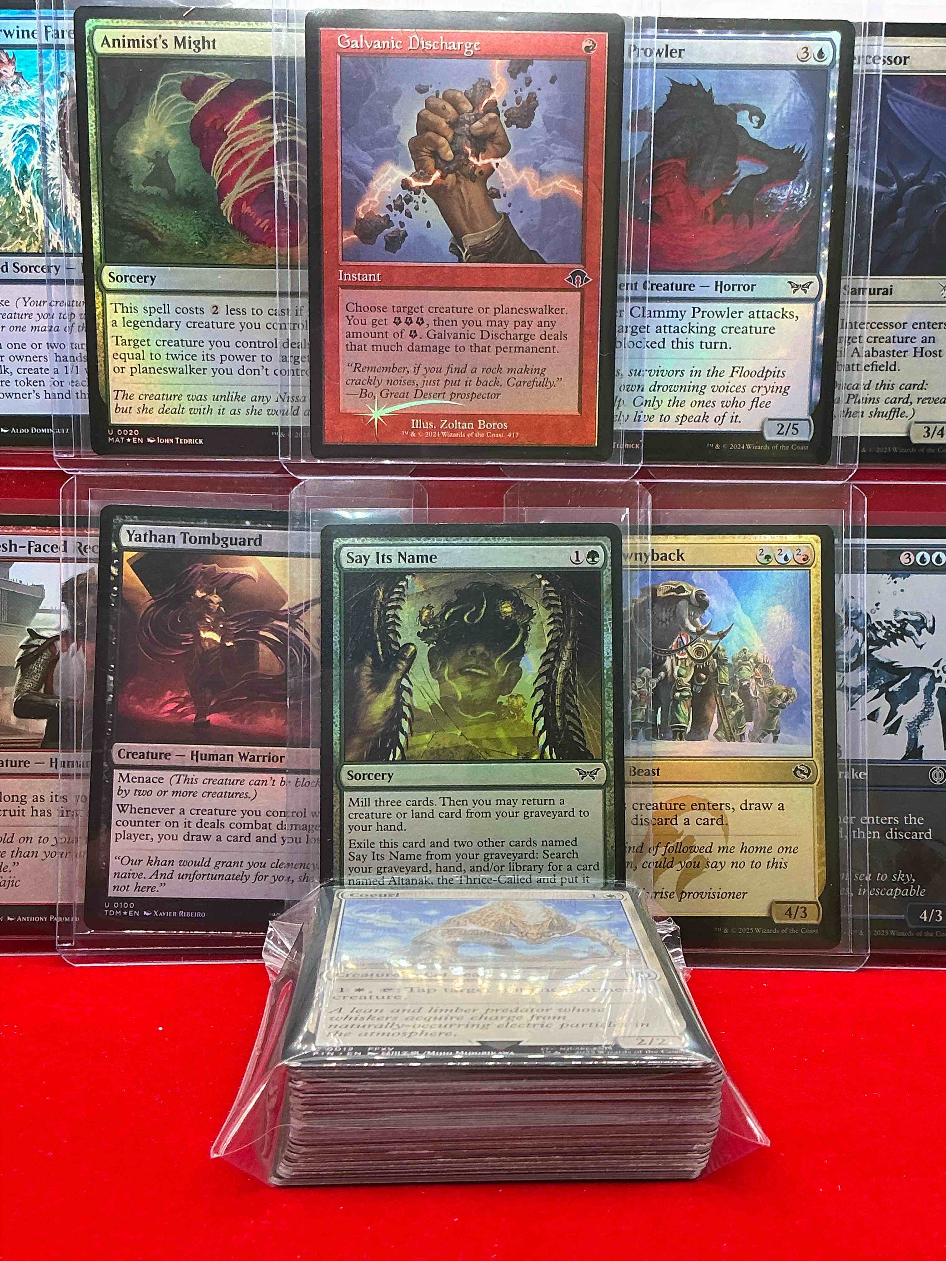 Condition photo showing New/Like New for magic the gathering 50 card lot! lot includes 10 rare or holo foil cards! all cards in excellent shape condition! a great way to join the mtg craze!