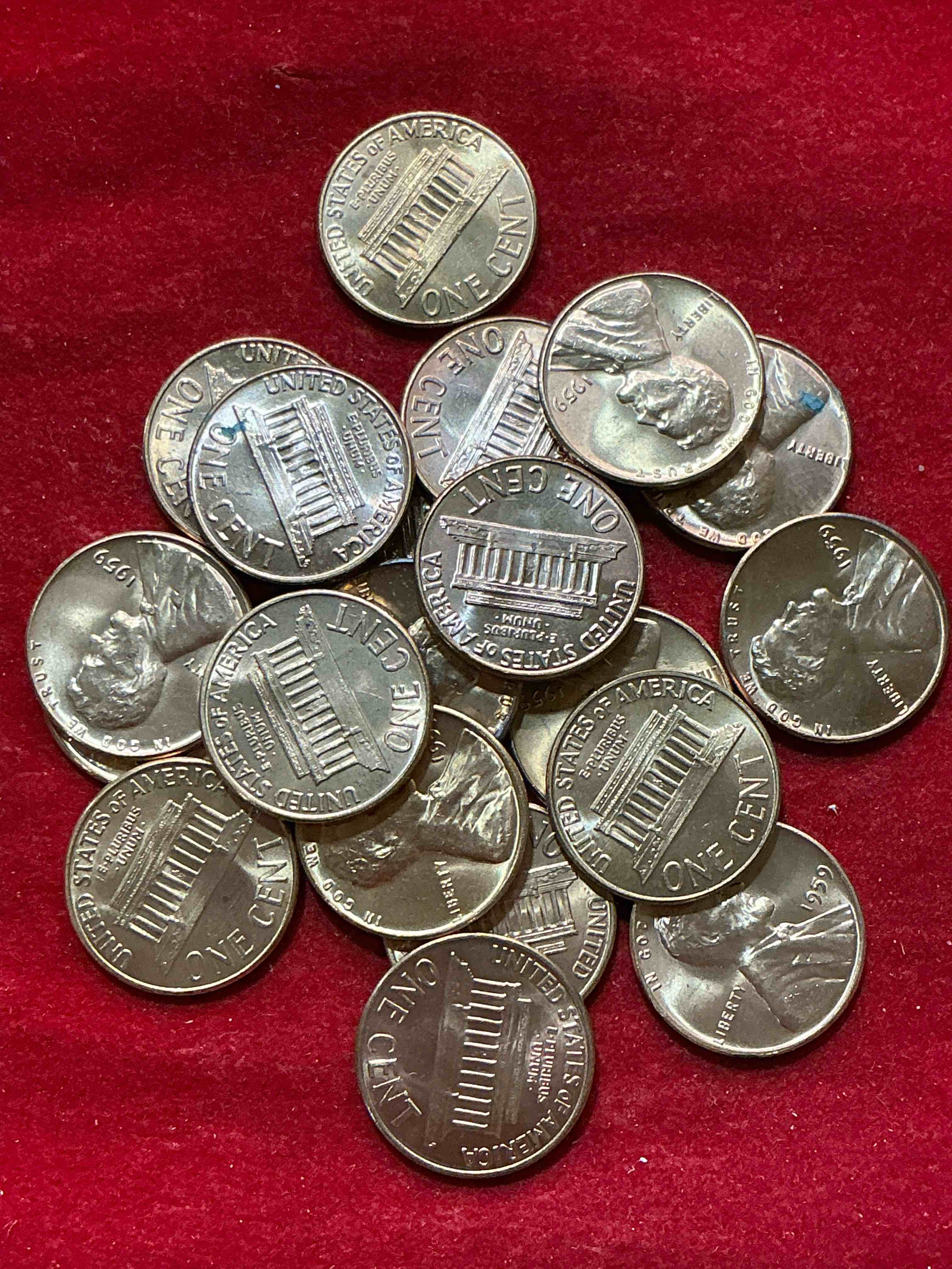 Condition photo showing New/Like New for 1959 brilliant uncirculated pennies! 1959 was the last year of an epic chapter of american history! own pieces of the 1950’s with these brilliant uncirculated pennies! many from the original treasury bank rolls not having seen daylight since 1959, wow!