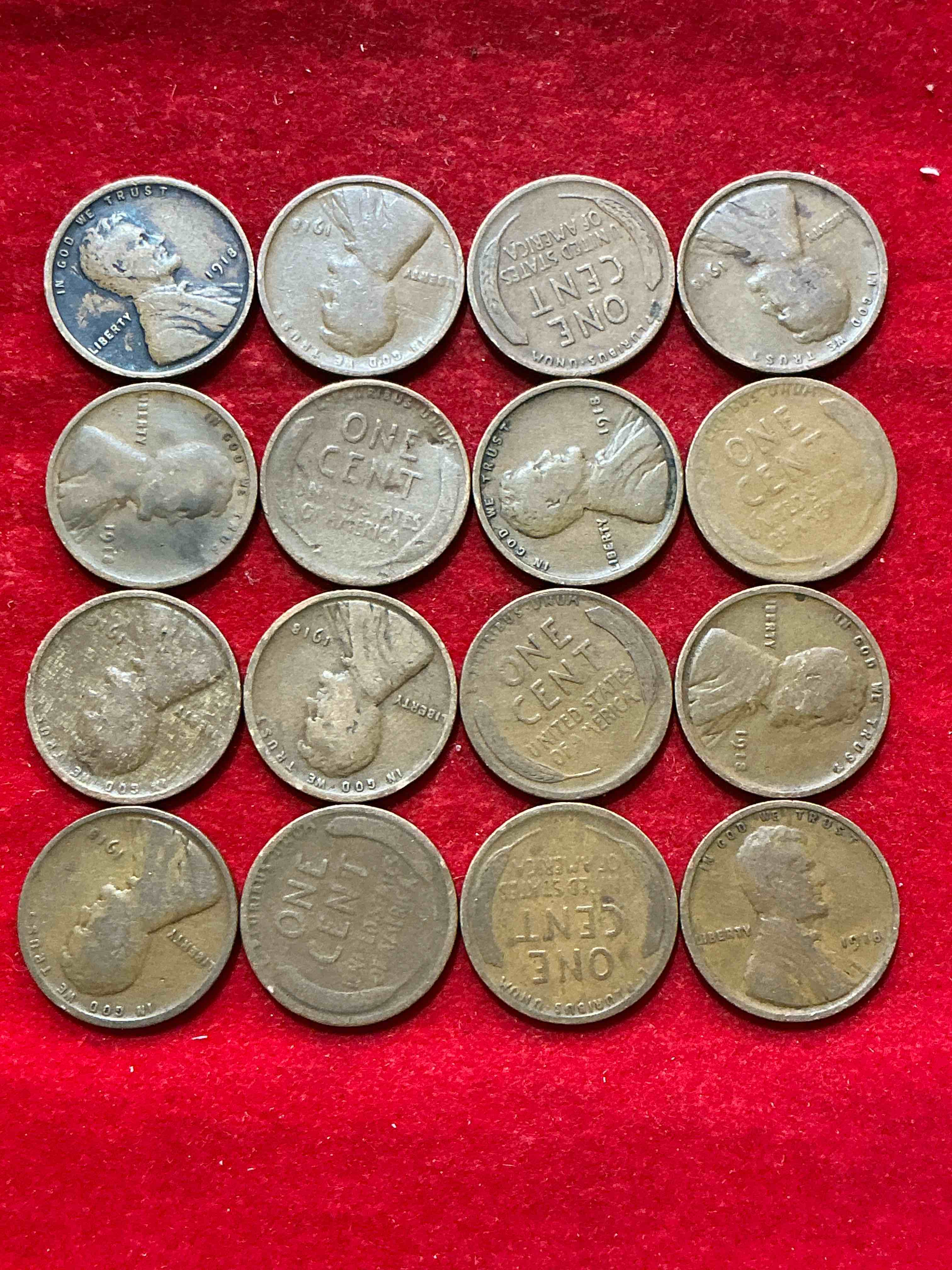 Condition photo showing Good Condition for 1918 wheat pennies, veterans take notice! military action of world war one ended with armistice day nov 11, 1918! armistice day eventually became veterans day. own pieces of this era with these rare 1918 world war one era lincoln wheat cent pennies! hard to find & great for world war one buffs!