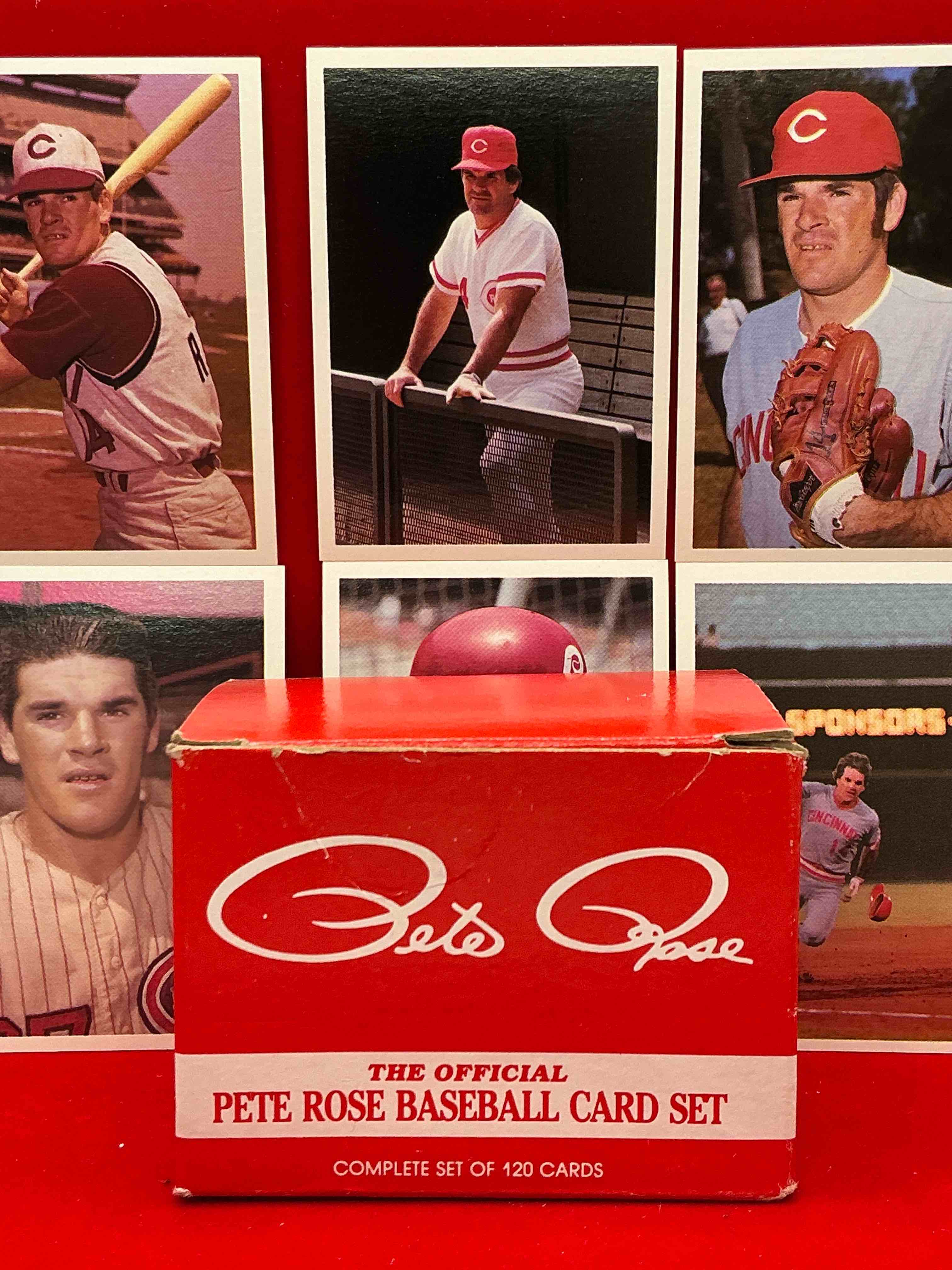 Condition photo showing New/Like New for rare pete rose 1985 wow! ultra rare, authentic, official mlb pete rose baseball cards, complete 120 card set with original box! bid is per card. your chance to own very rare, original pete rose memorabilia from 1985!
