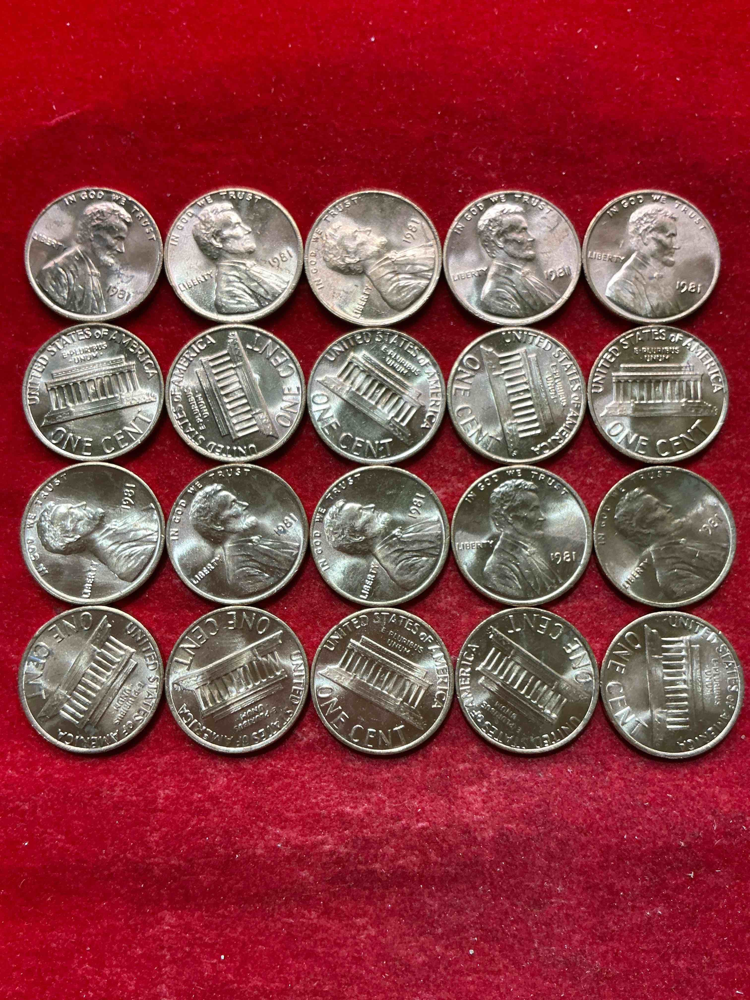 Condition photo showing New/Like New for 1981 uncirculated pennies! a historical year in american history, dawn of the space shuttle! ronald reagan inaugurated, launch of mtv! these pennies are a great way to grab a piece of american history!