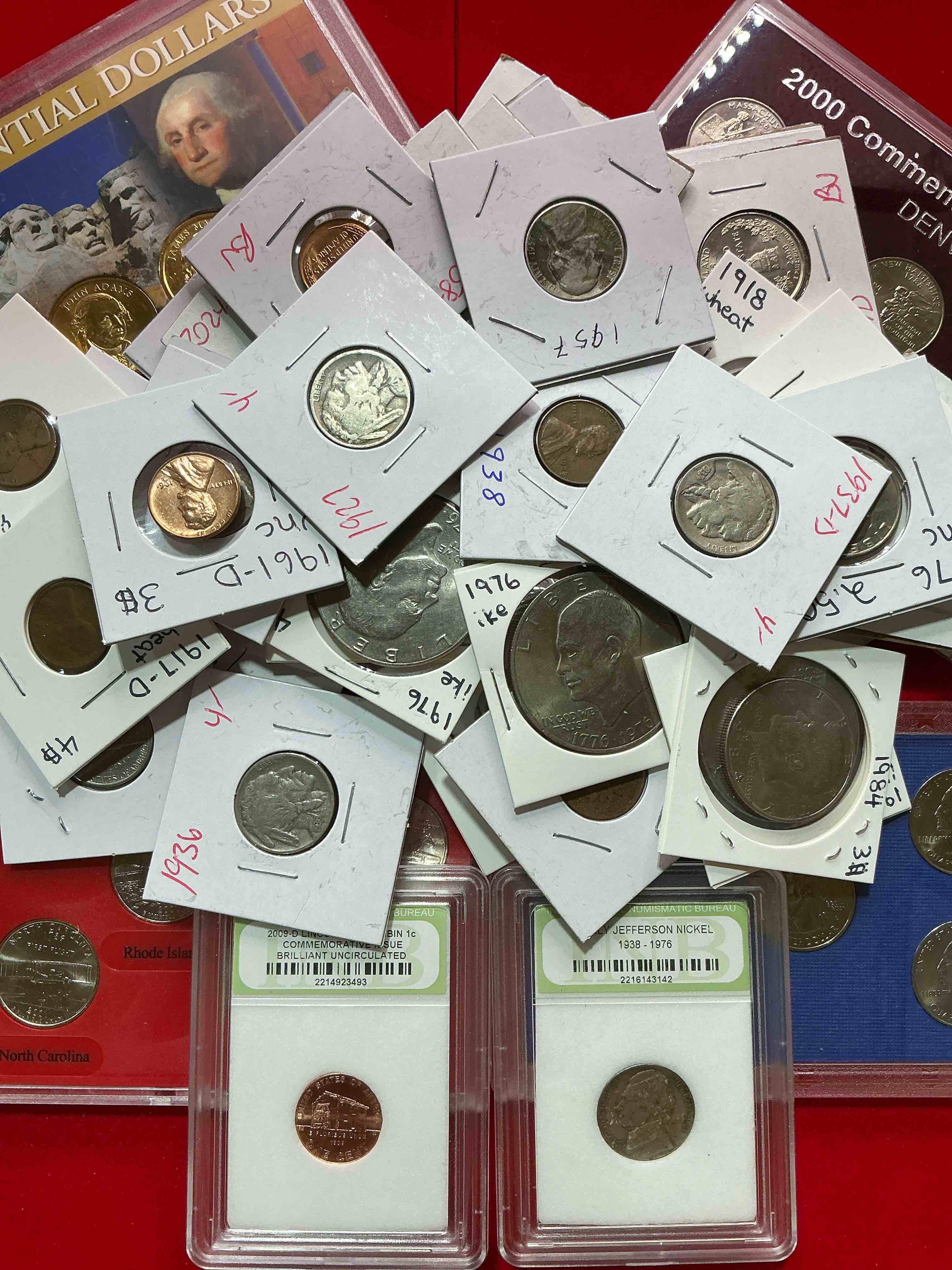 cool coin closeout! wow! awesome u.s. coins & more, antique, vintage & modern galore! many uncirculated! check out this incredible closeout collection of incredibly cool coins & rare items spanning decades! bid is per coin/item & all coins encased for protection! a true smorgasbord collector's dream! each collection is unique and includes items such as rare antique coins, rare date coins, coin sets, modern uncirculated coins, wooden tokens, cool medallions & more! disregard original price marks on pieces, this is a true auction closeout! an incredible opportunity for re-sellers & collectors!