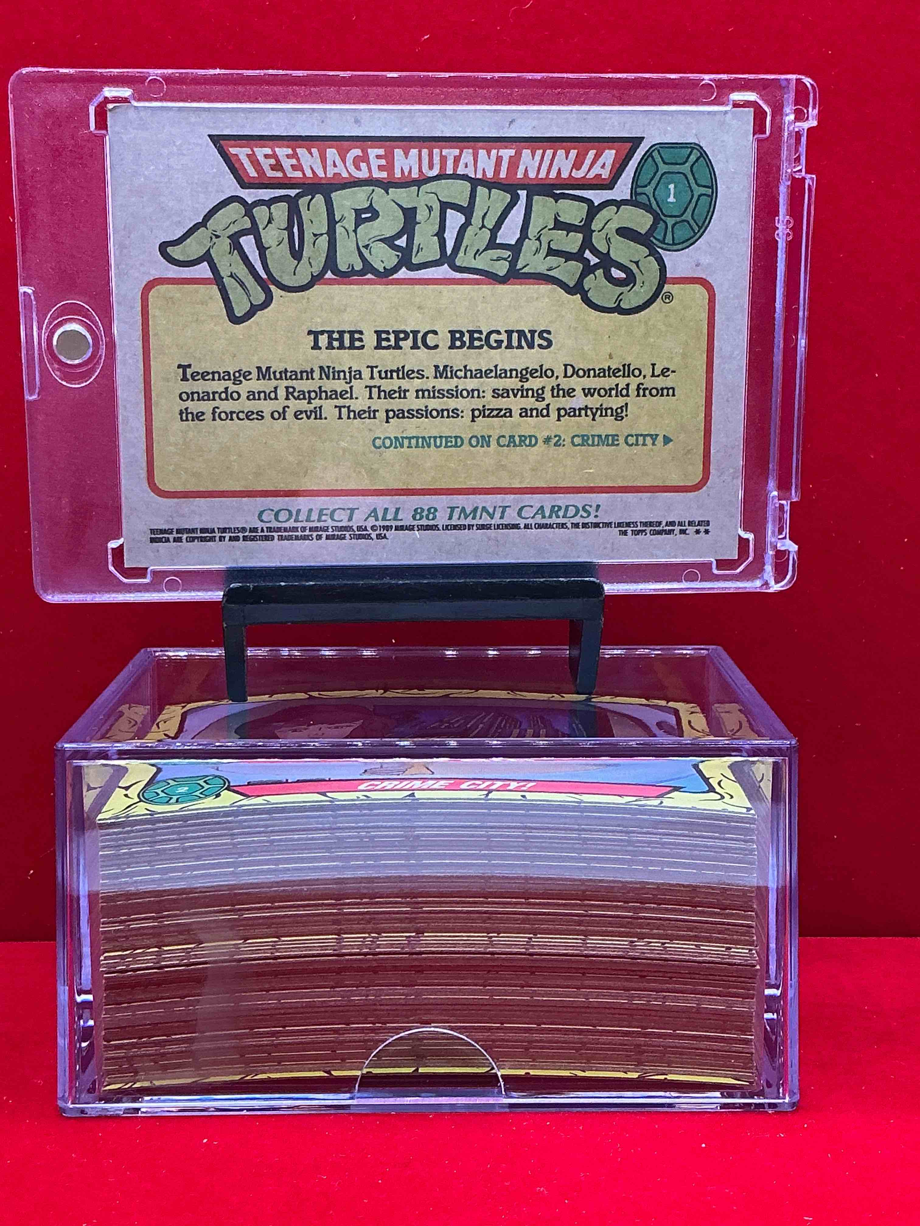 Condition photo showing New/Like New for 1989 ninja turtle wow! totally complete original, authentic teenage mutant ninja turtles complete trading card collection! all 88 cards, excellent condition! your chance to own a genuine tmnt original serious collectible!