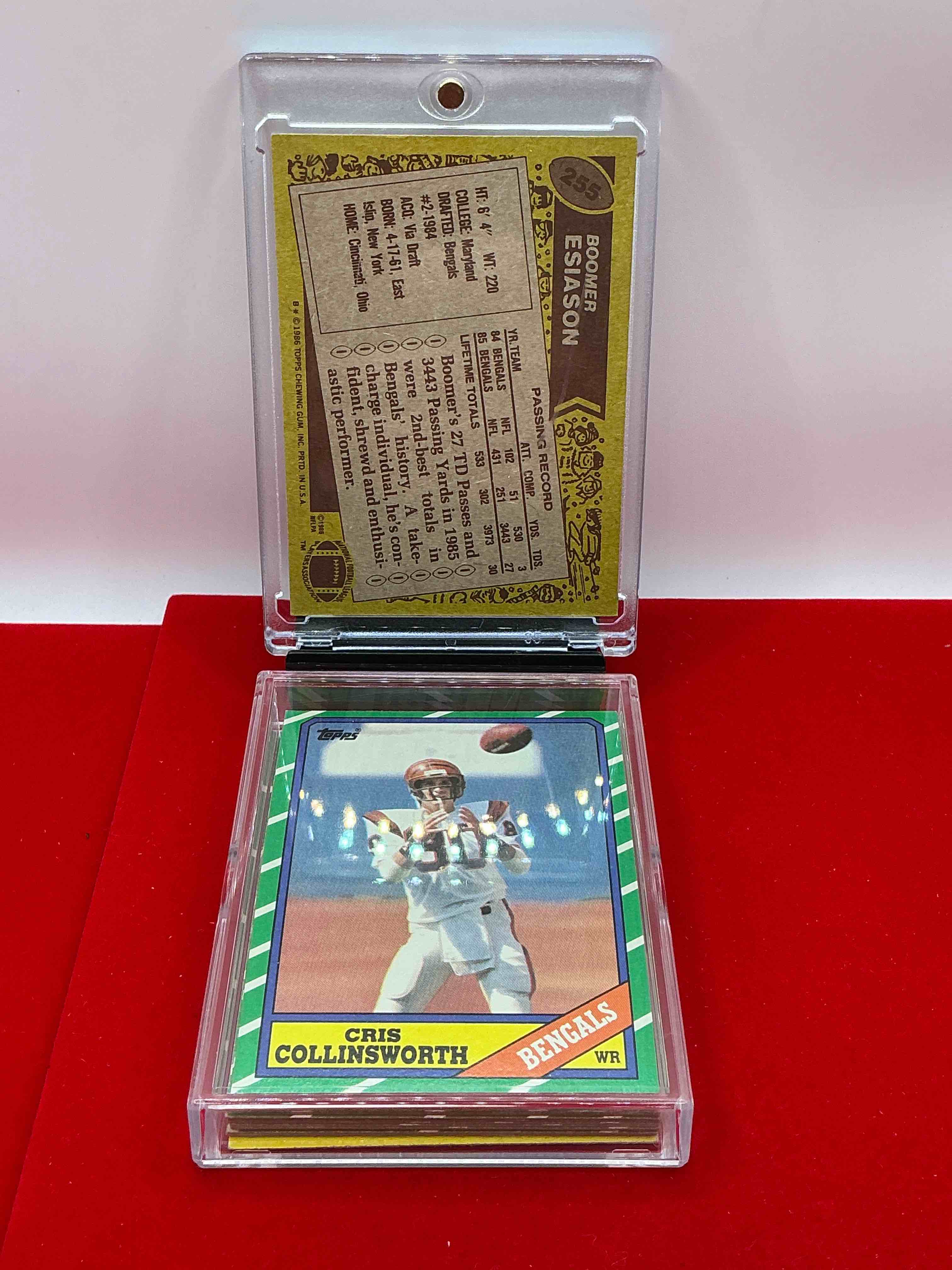 Condition photo showing New/Like New for vintage bengals!! 1986 bengals team 14 card complete! legends like cris collinsworth, boomer esiason & so many more! bengals fans- you need these cards!