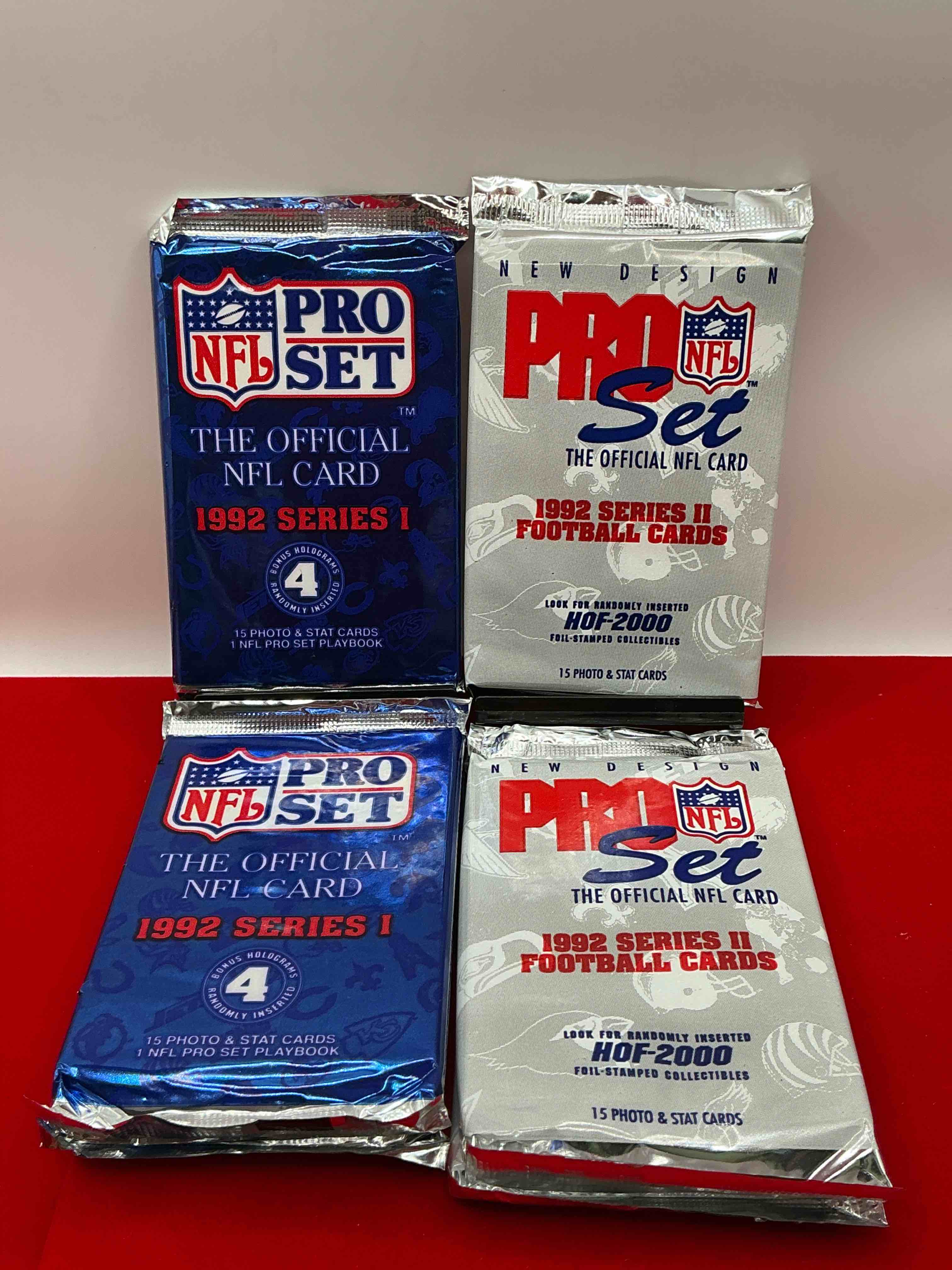 Condition photo showing New/Like New for nfl pro set! wow! 1992 series i & ii football cards! 6 pack lot! possible rice, montana, elway, sanders, jackson & more! search for limited edition randomly inserted hof 2000 stamped collectibles!
