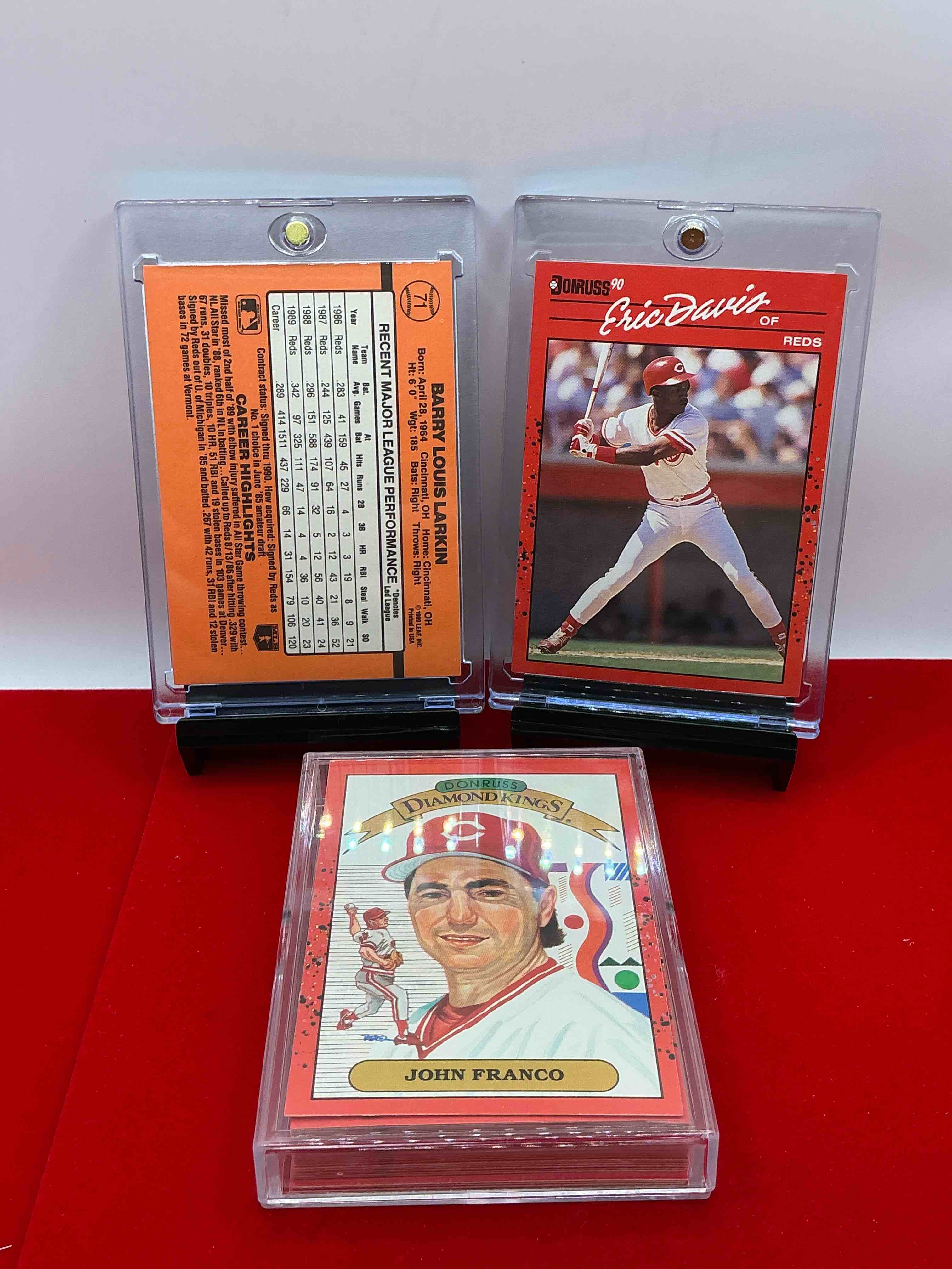 Condition photo showing New/Like New for 1990 donruss reds team 29 card craziness! barry larkin & so many more! hal morris, rob dibble, tom browning, norm charlton, billy hatcher & more! reds fans rejoice!