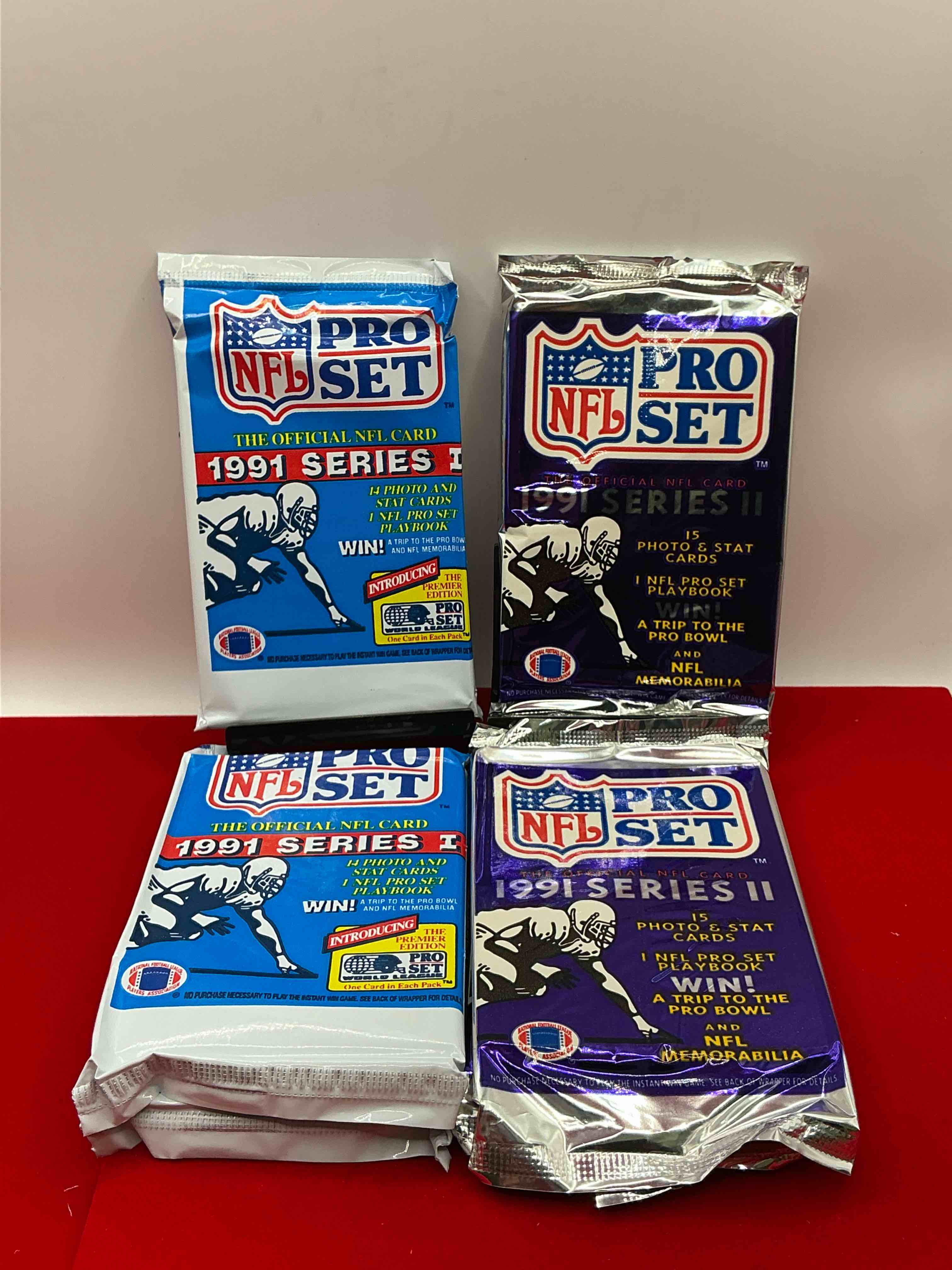 Condition photo showing New/Like New for wow! 1991 pro set football sealed card packs series i & ii, direct from original retail case! 6 package lot! highly sought after by collectors as this year is loaded with high profile cards!search for cards from barry sanders, deion sanders, troy aikman, michael irvin & much more! getting hard to find!