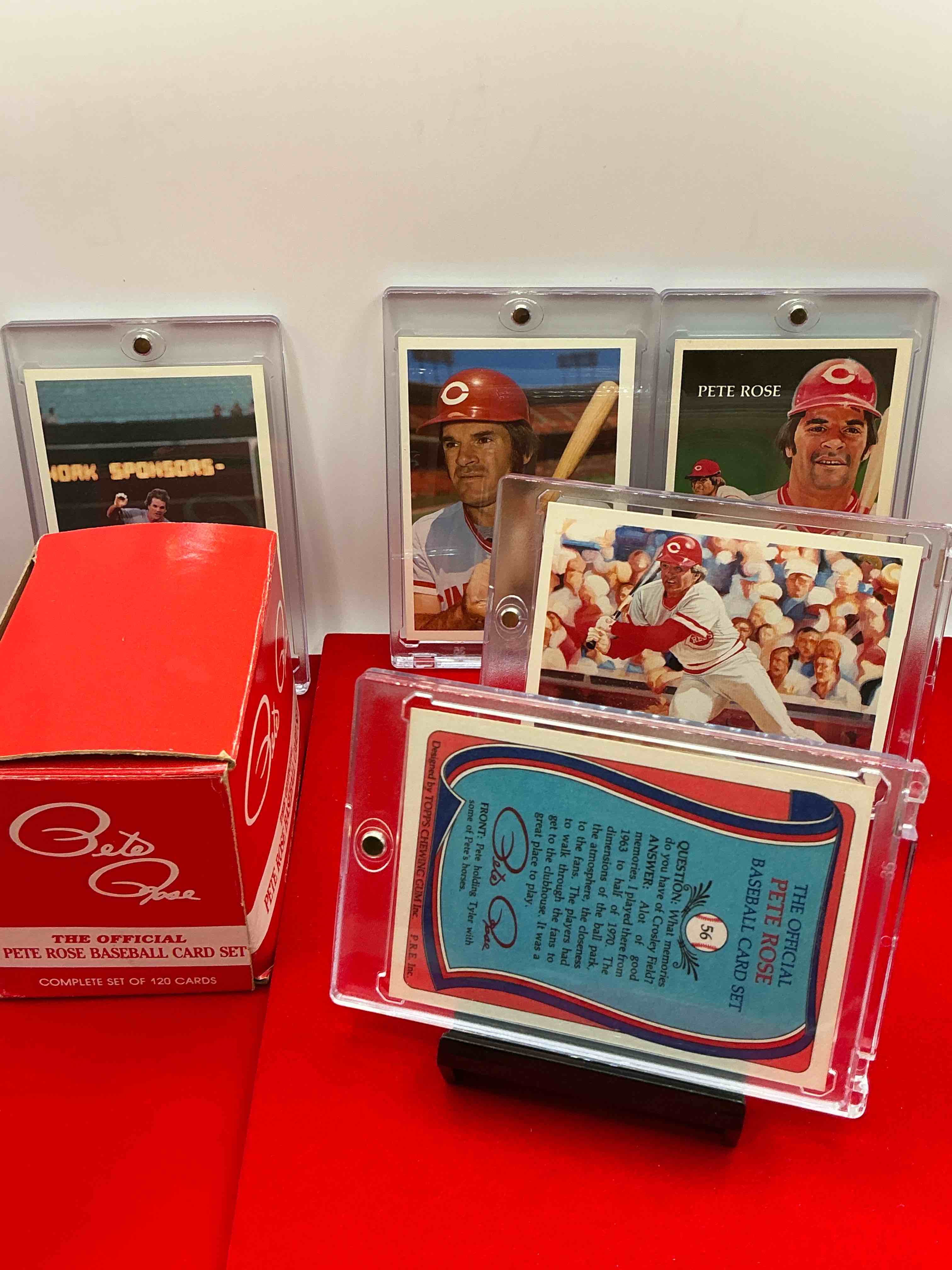Condition photo showing New/Like New for rare pete rose 1985 wow! ultra rare, authentic, official mlb pete rose baseball cards, complete 120 card set with original box! bid is per card. your chance to own very rare, original pete rose memorabilia from 1985!