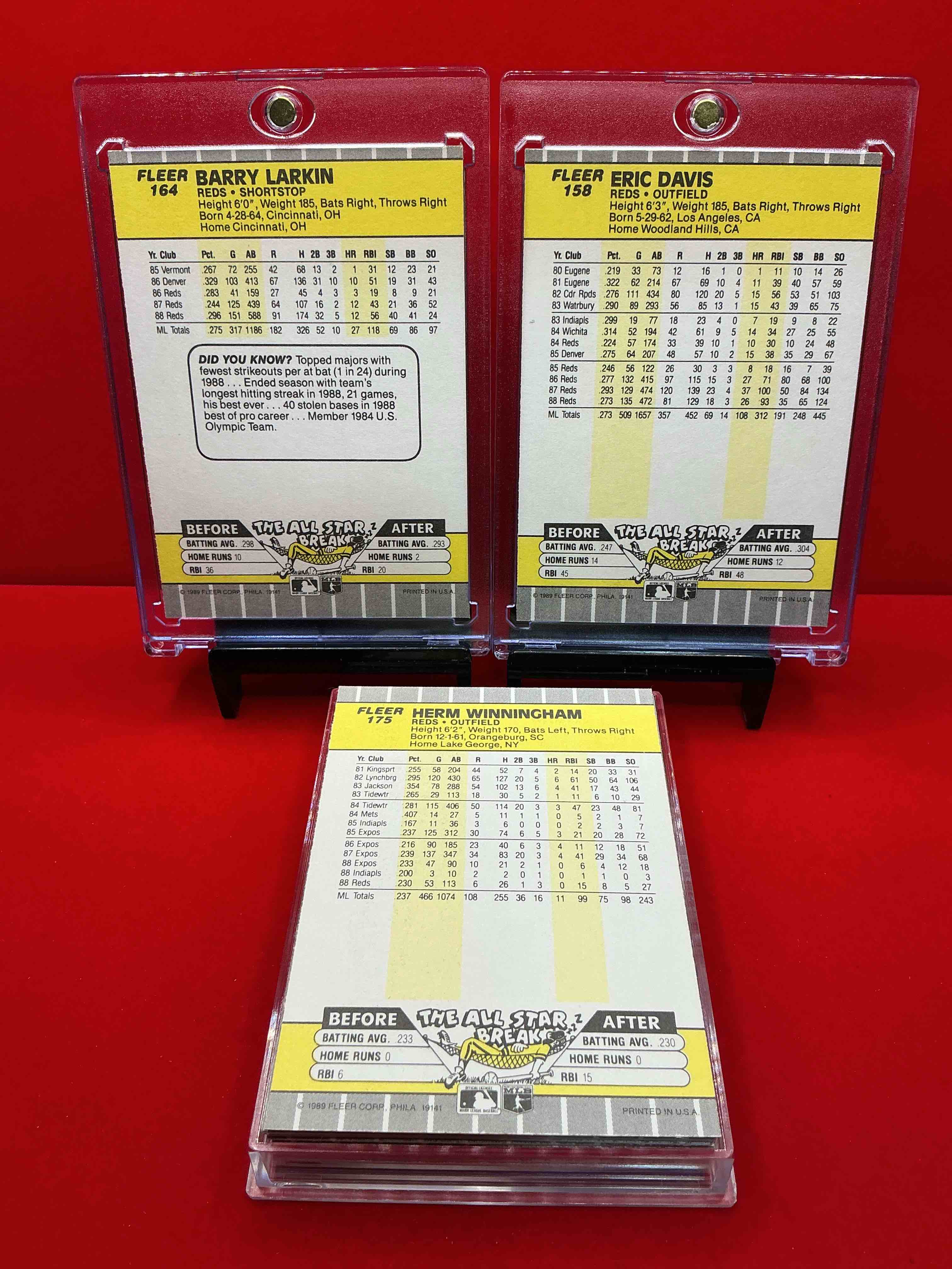 Condition photo showing New/Like New for eric davis! barry larkin! 1989 fleer reds team set! 29 card reds set! barry larkin, kal daniels & more! reds fans rejoice!