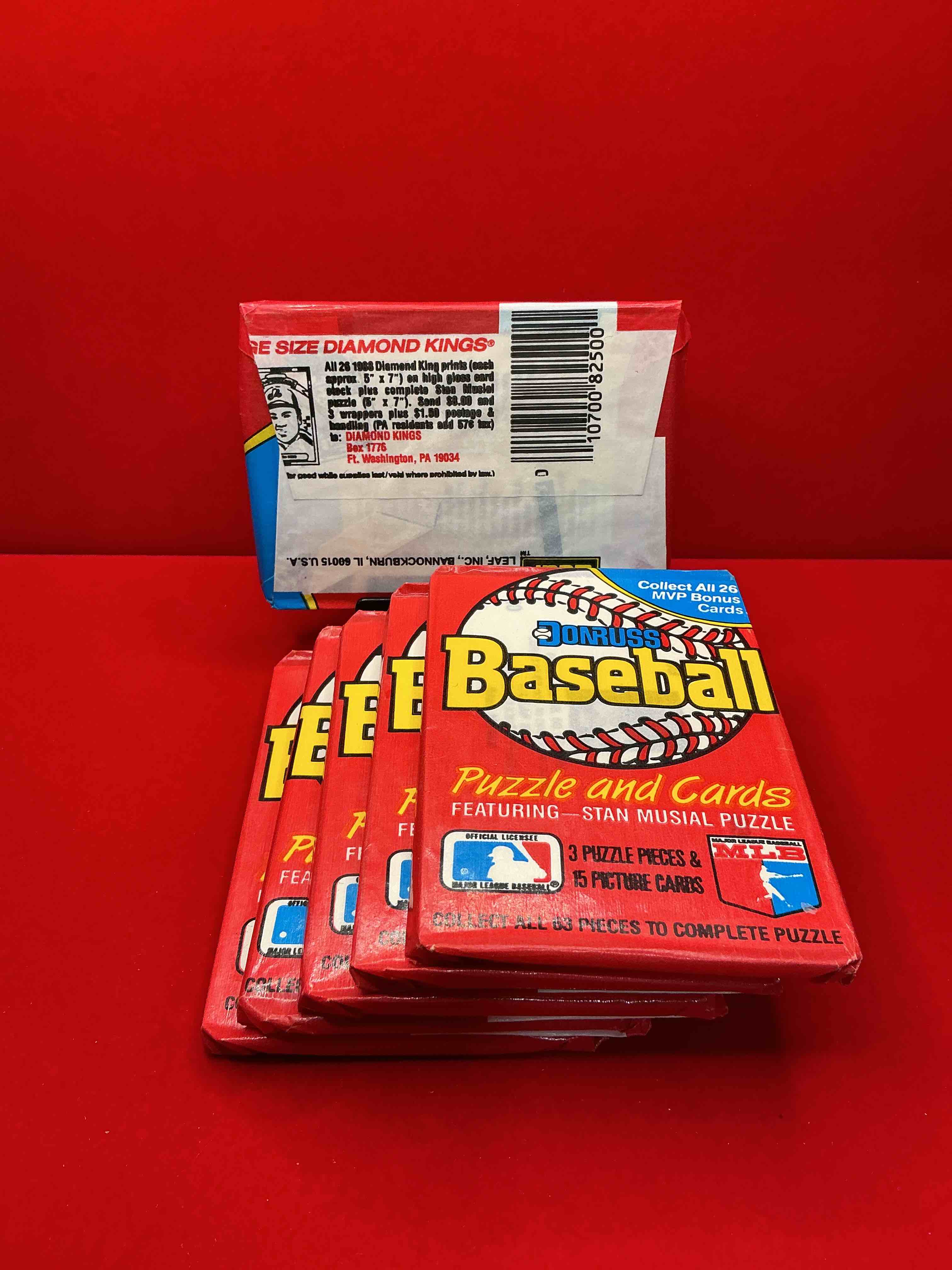 Condition photo showing New/Like New for 1988 donruss baseball unopened sports card wax packs, direct from original box!search for valuable don mattingly & nolan ryan cards!