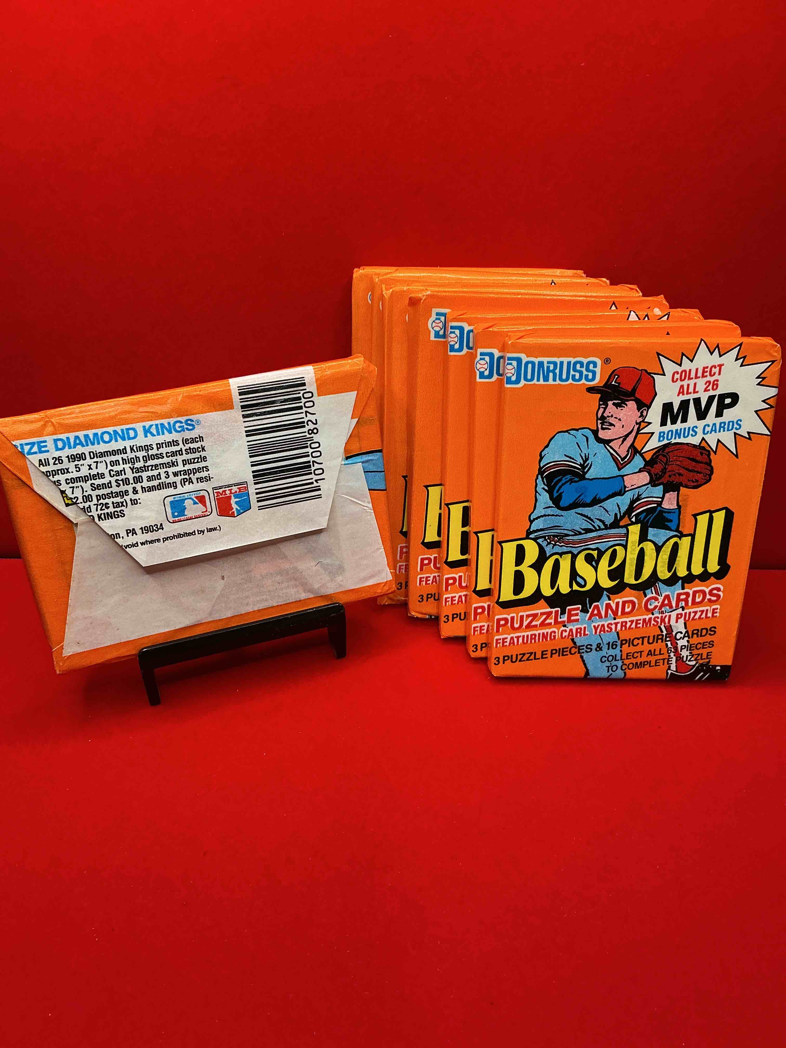 Condition photo showing New/Like New for diamond kings ken griffey jr!? 1990 donruss baseball unopened wax packs! hard to find! straight from original box! search for possible juan gonzalez rookie card!as well as valuable ken griffey jr. cards!