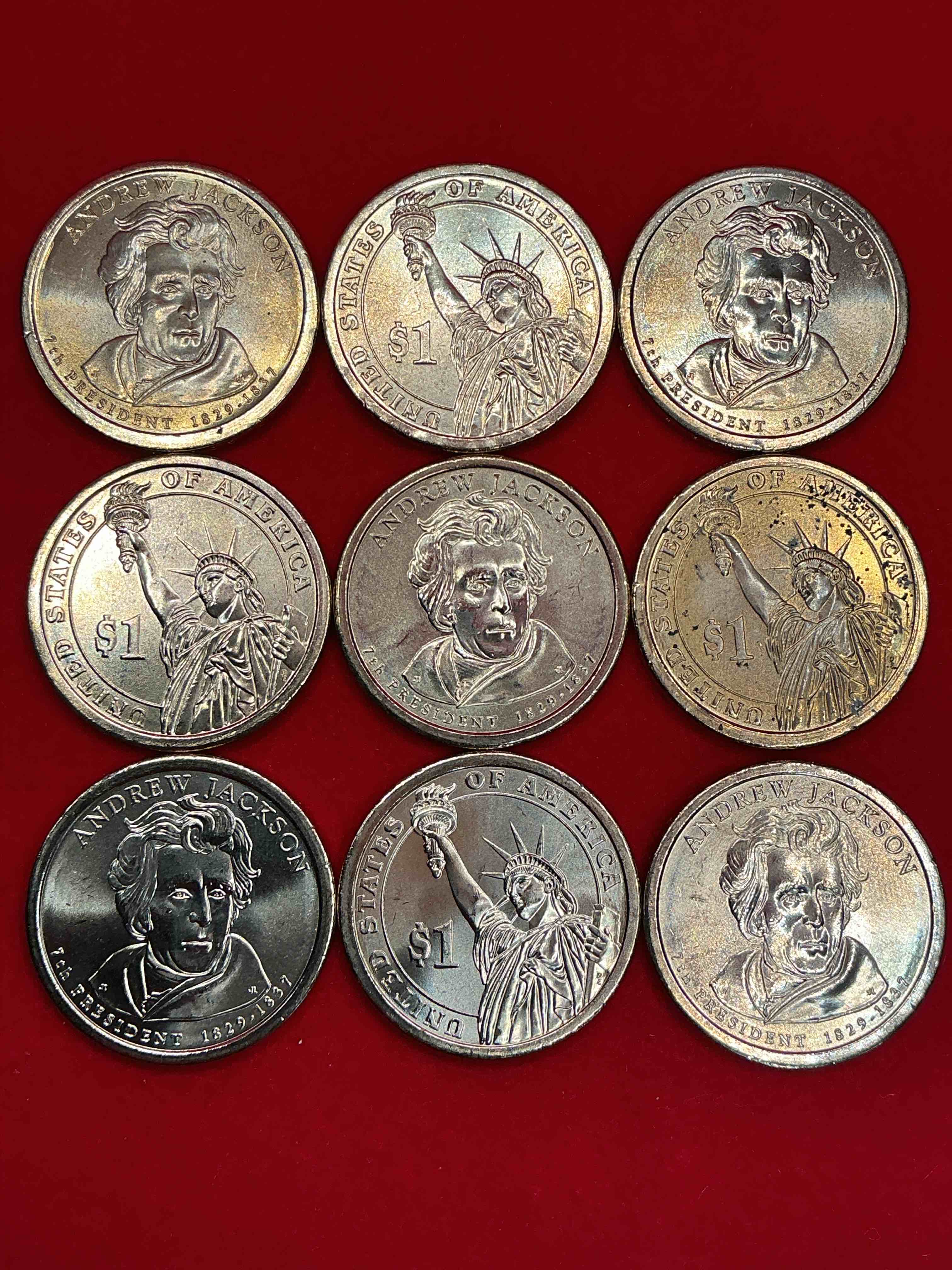 Condition photo showing New/Like New for andrew jackson 2008 one dollar presidential coins! uncirculated brilliant coins! these coins are in mint condition, and some of the most collectible coins out there! rare, uncirculated, one dollar coins featuring andrew jackson!