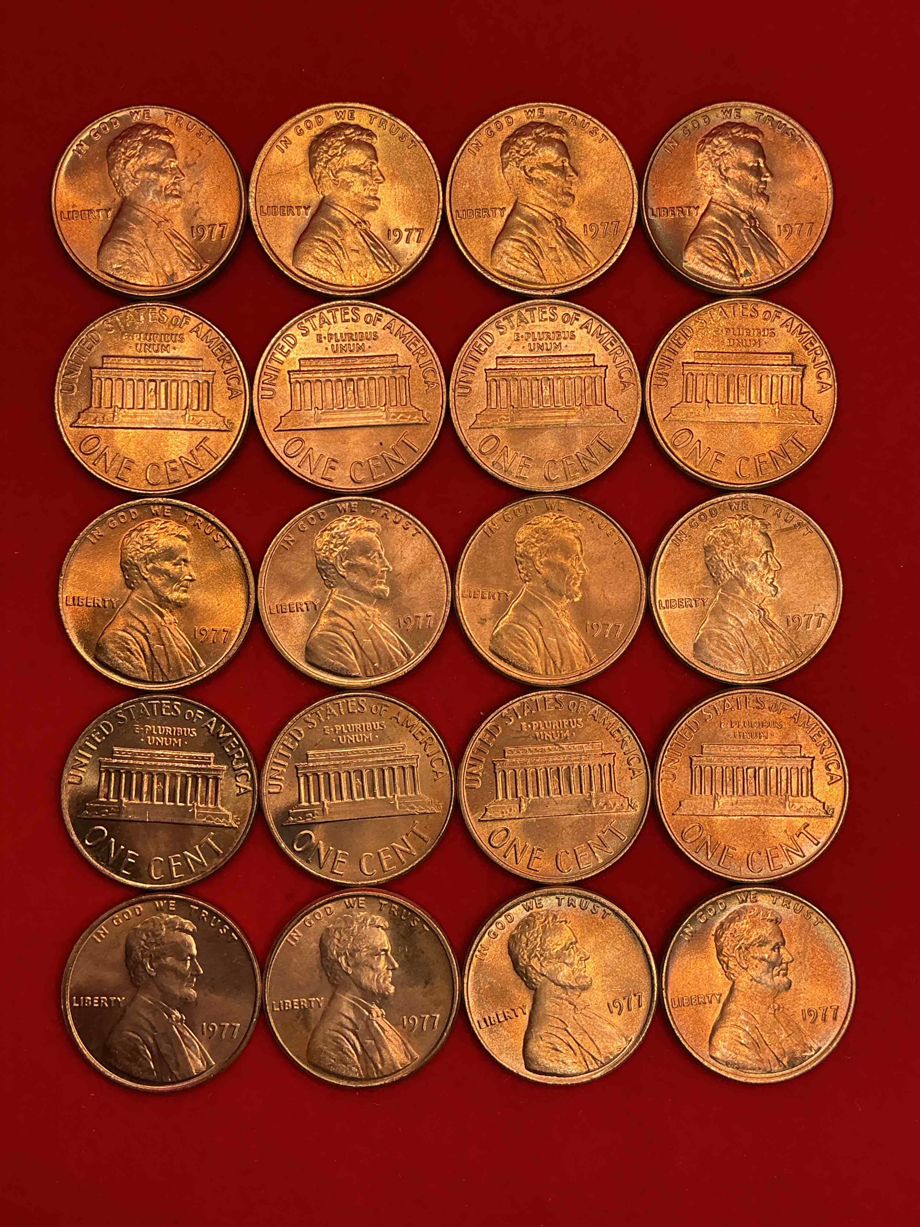 Condition photo showing New/Like New for crazy star wars debut year 1977 uncirculated pennies! what a crazy year in history! take a trip down memory lane with these awesome pennies! the united states doesn’t make pennies anymore- don’t miss your shot at these crazy pieces of history!
