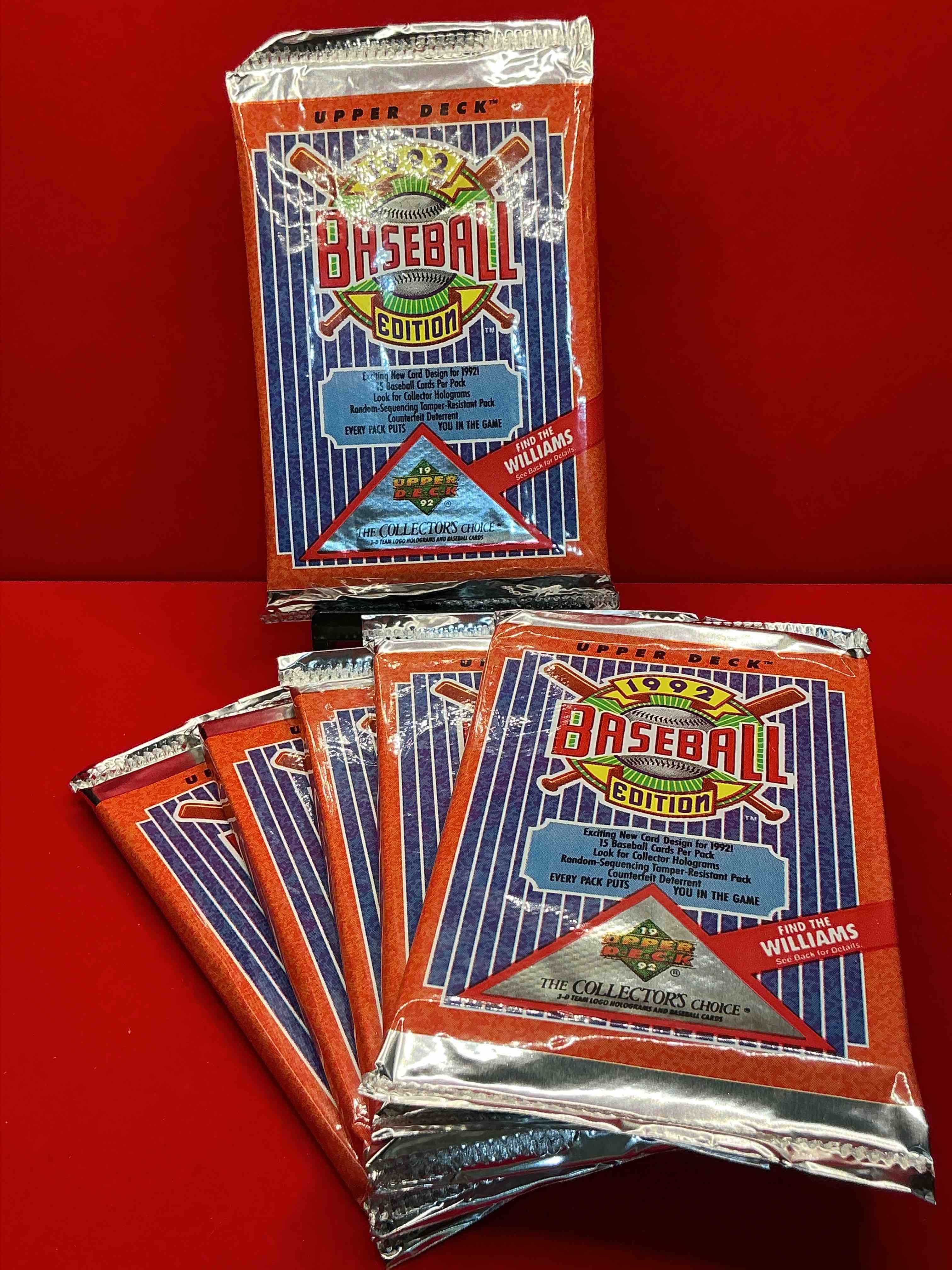 find the williams! 1992 edition upper deck baseball cards!  direct from original retail case! an uncommon find for sure! search for rookie cards from pedro martinez, manny ramirez & so much more! awesome, uncommon sports memorabilia!