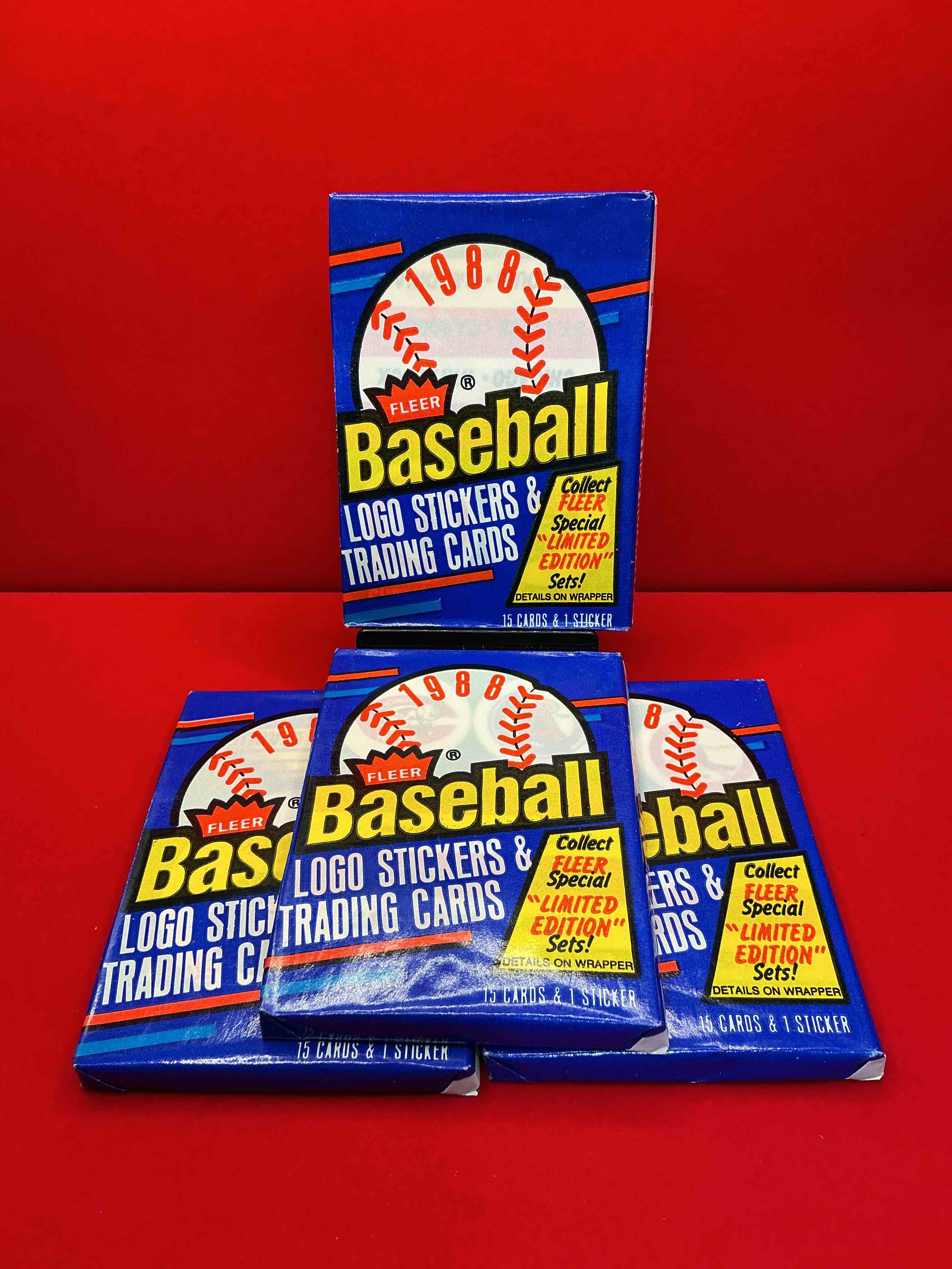 80's baseball fan's rejoice! 1988 fleer baseball unopened wax packs full of collectible trading cards! search for valuable don mattingly & nolan ryan cards worth hundreds in perfect condition!