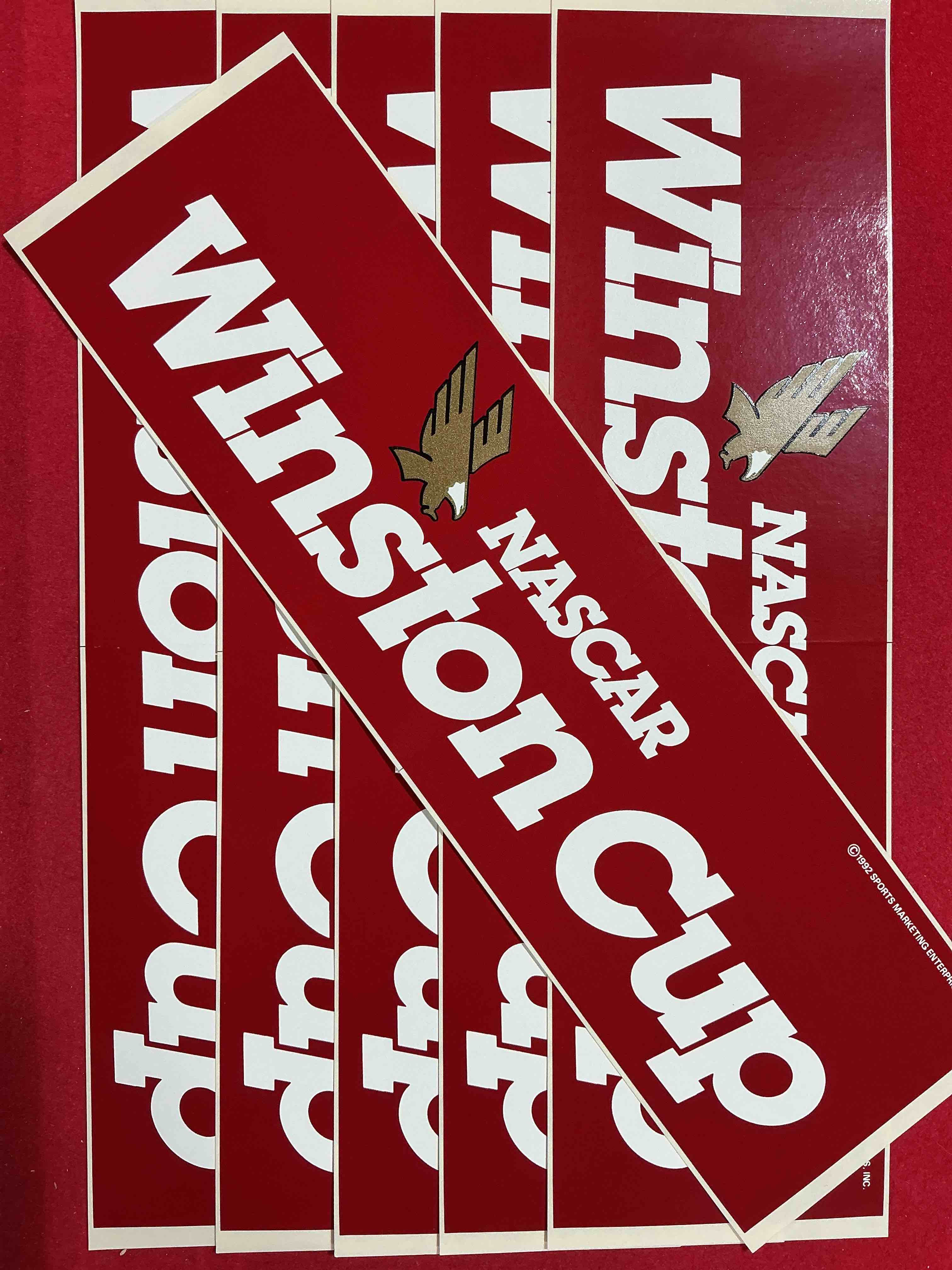 rare! winston cup series ultra rare 1992 nascar stickers! winston cigarettes sponsored the nascar cup series from 1971 until 2003, after the us government cracked down on the marketing & advertisement of tobacco. what a cool piece of vintage americana! great for any man-cave or garage! these are ultra rare collectible! nascar collectibles!