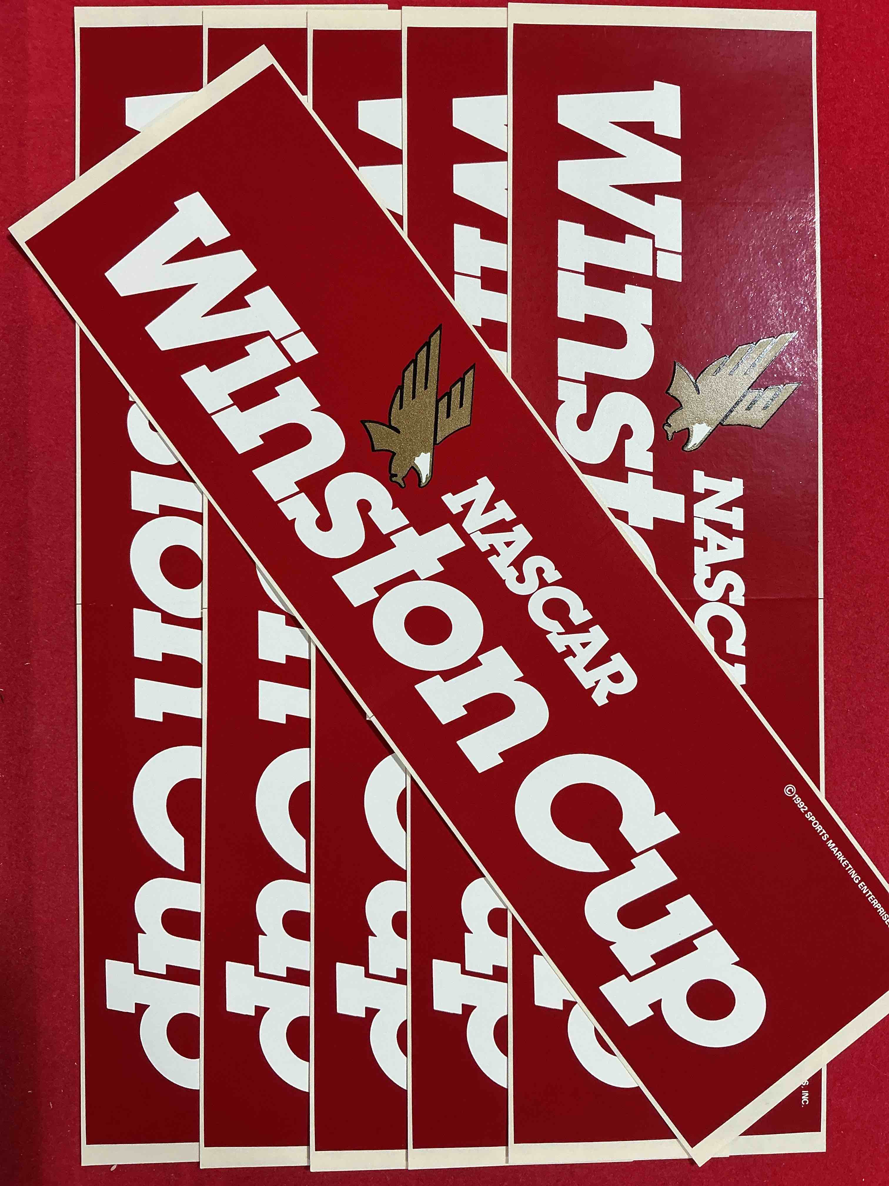 Condition photo showing New/Like New for rare! winston cup series ultra rare 1992 nascar stickers! winston cigarettes sponsored the nascar cup series from 1971 until 2003, after the us government cracked down on the marketing & advertisement of tobacco. what a cool piece of vintage americana! great for any man-cave or garage! these are ultra rare collectible! nascar collectibles!