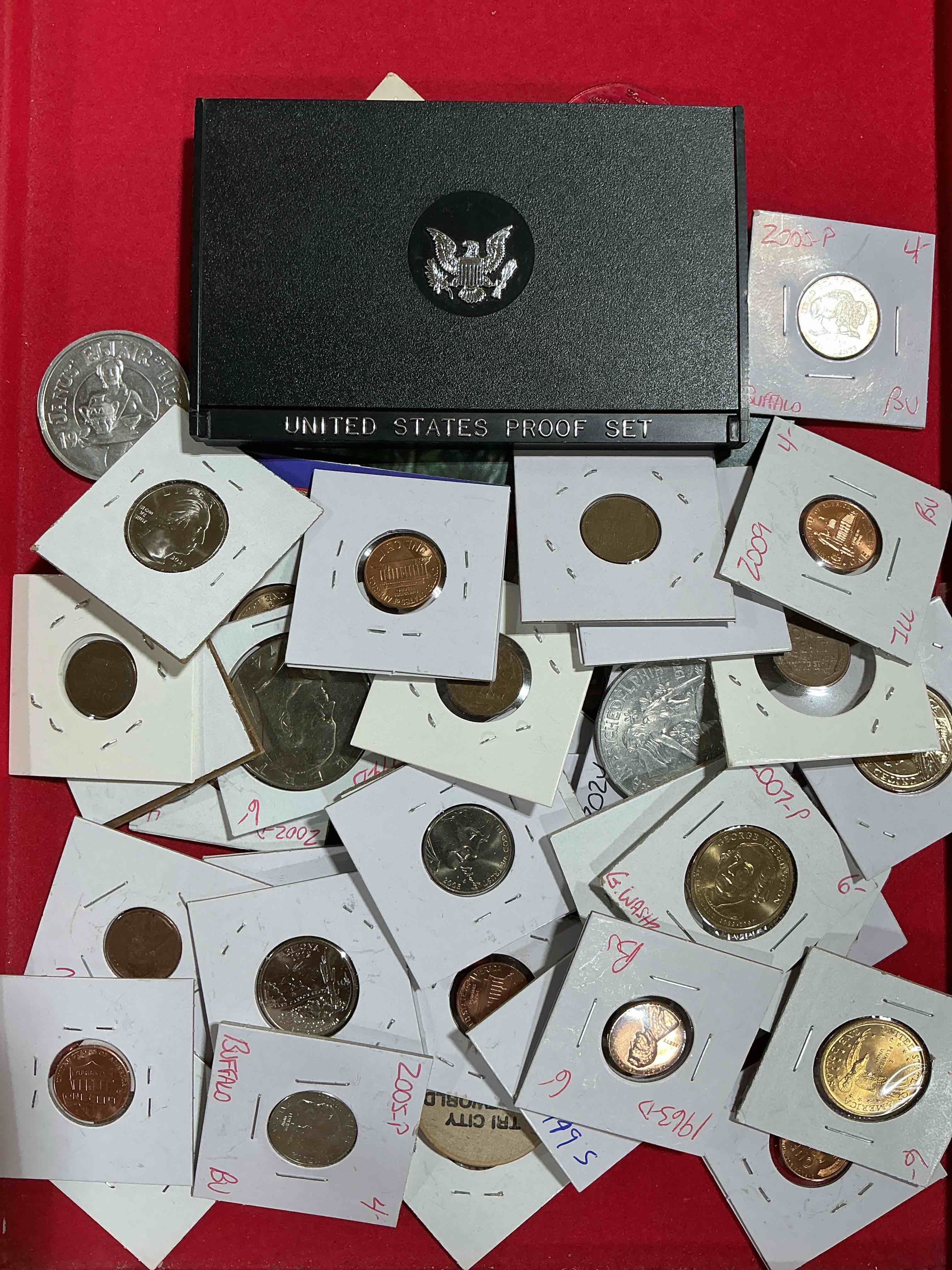 cool coin closeout! wow! awesome u.s. coins & more, antique, vintage & modern galore! many uncirculated! check out this incredible closeout collection of incredibly cool coins & rare items spanning decades! bid is per coin/item & all coins encased for protection! a true smorgasbord collector's dream! each collection is unique and includes items such as rare antique coins, rare date coins, coin sets, modern uncirculated coins, wooden tokens, cool medallions & more! disregard original price marks on pieces, this is a true auction closeout! an incredible opportunity for re-sellers & collectors!