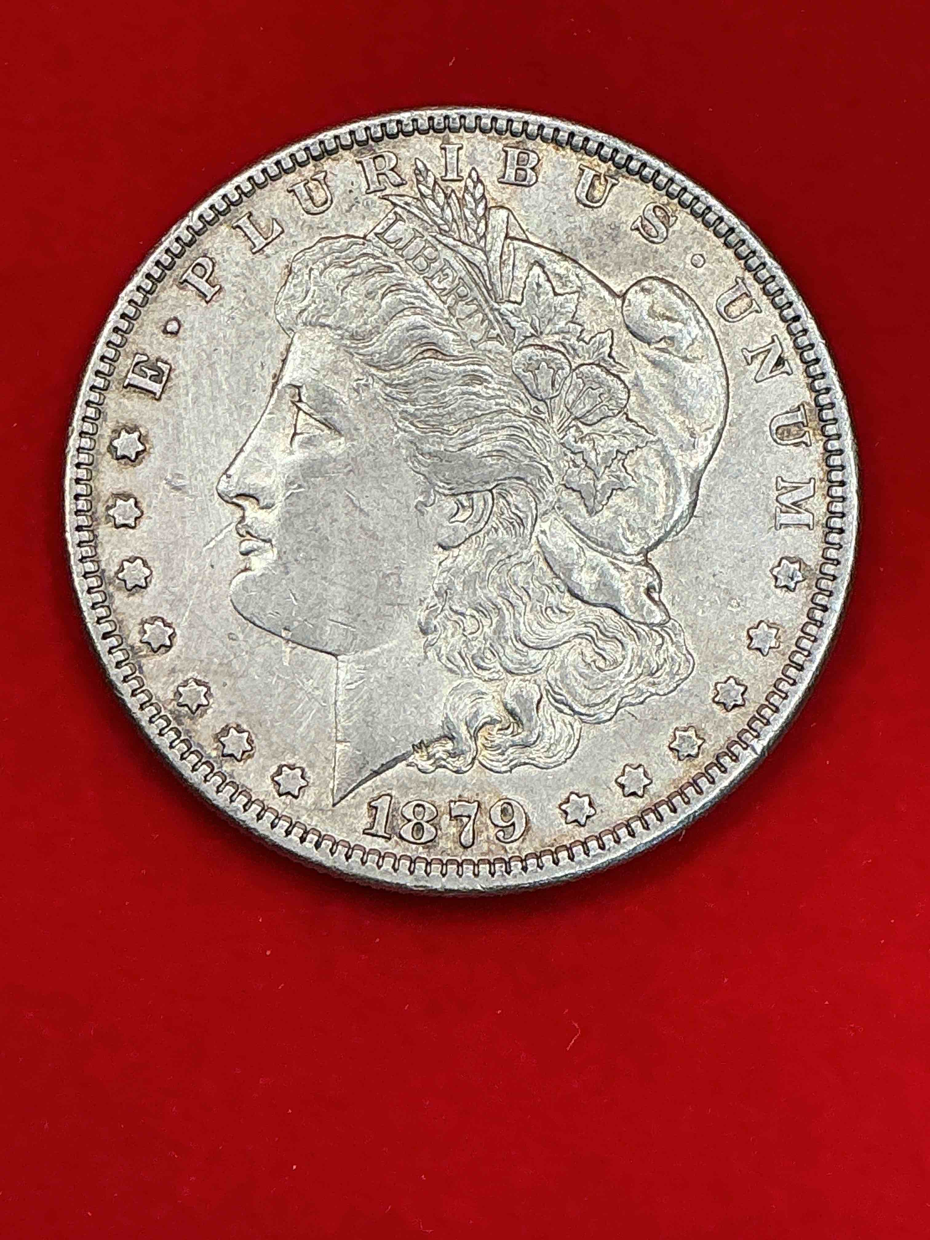 1879 silver morgan dollar! silver morgan dollars are perhaps the most popular silver dollar to collect! they are 90% fine u.s. silver & were minted from 1878 through 1921. these striking coins are a perfect way to collect fine u.s. silver & are highly coveted for their unrivaled beauty!