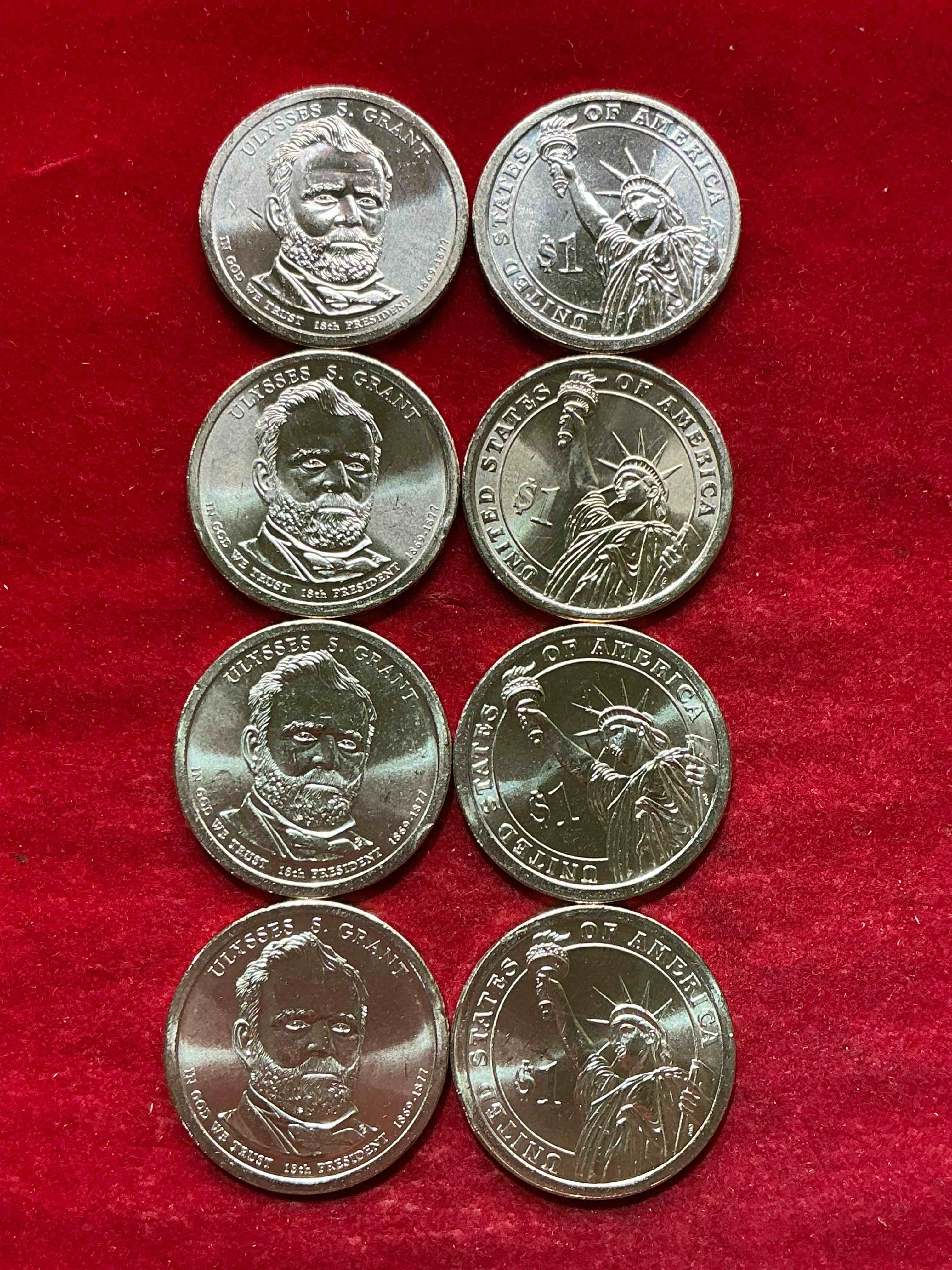 Condition photo showing New/Like New for ulysses s. grant 2015 one dollar presidential coins! uncirculated brilliant coins! these coins are in mint condition, and some of the most collectible coins out there! rare, uncirculated, one dollar coins featuring ulysses s. grant
