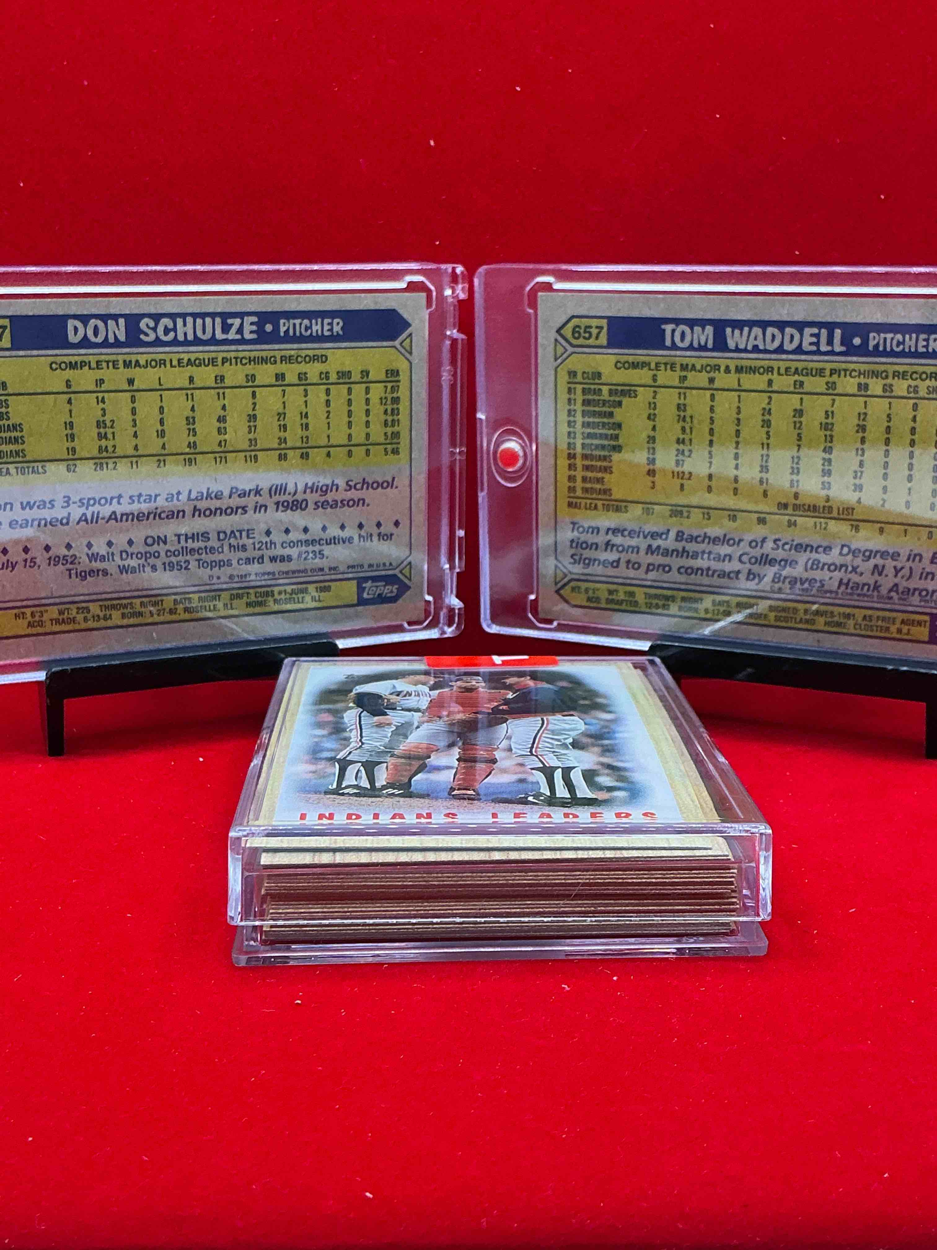 Condition photo showing New/Like New for 1987 topps baseball… indians set! cory snyder, brett butler, don schulze, tom waddell, mel hall & more! insane 27 card indians lot!