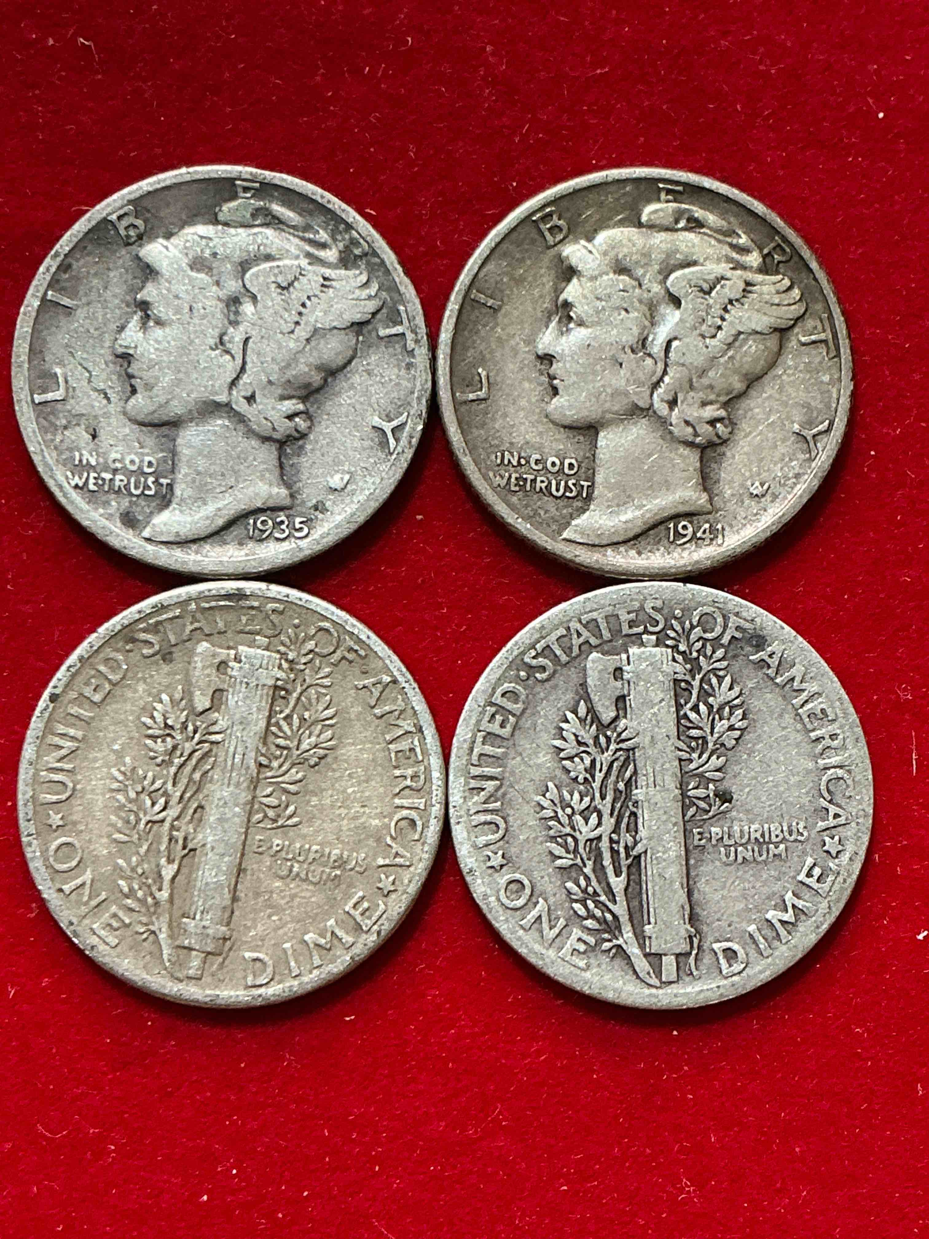 Condition photo showing Good Condition for antique u.s. pure fine silver mercury dimes! silver mercury dimes were minted from 1916-1945 & have become serious collector items! check out these awesome examples, all in nice, circulated condition with visible dates & varying years! rare to have visible dates! makes for a great investment in precious metals, mercury dimes are 90% pure fine silver! they don't make em' like this anymore!