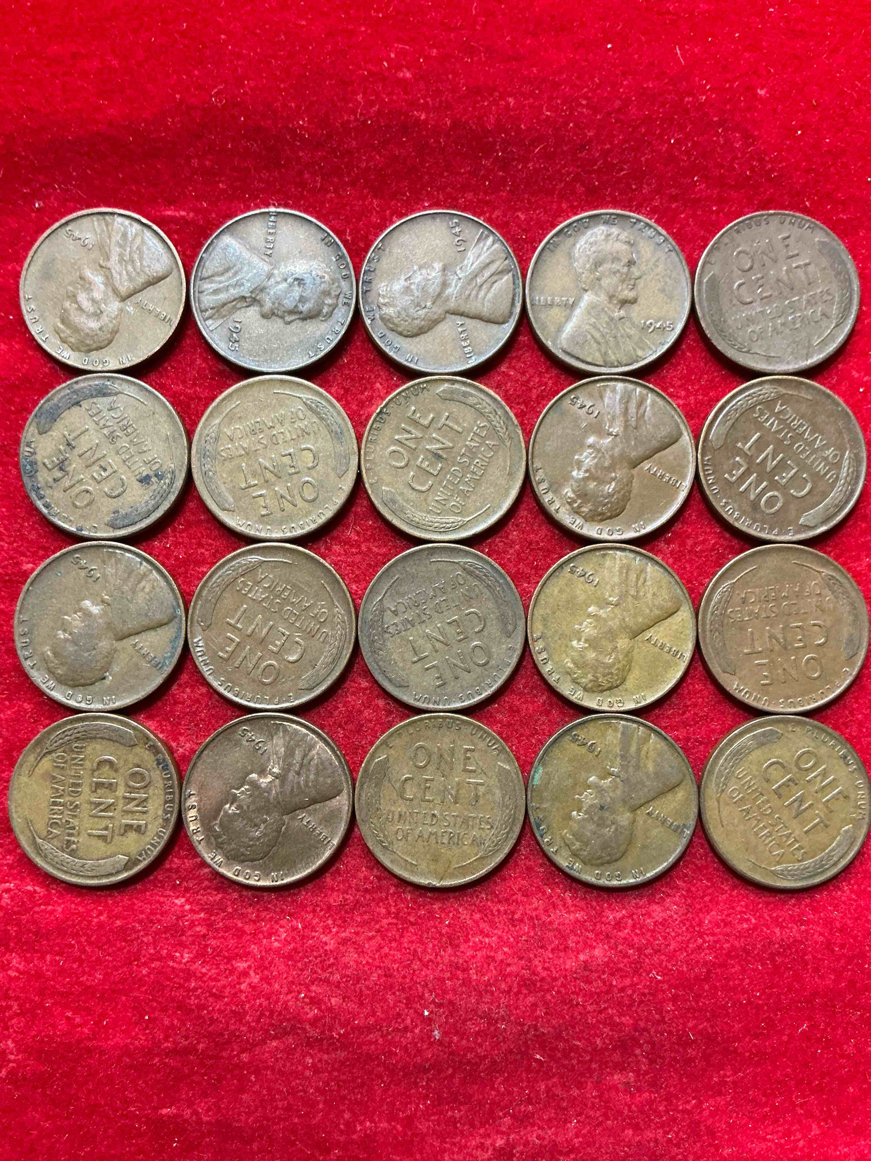 Condition photo showing Good Condition for 1945 world war 2 history! world war 2 ended with victory day may 8, 1945 & the surrender of japan on sept 2, 1945. up for auction are 1945 wheat pennies in great condition! own pieces of one of the most important years in history!