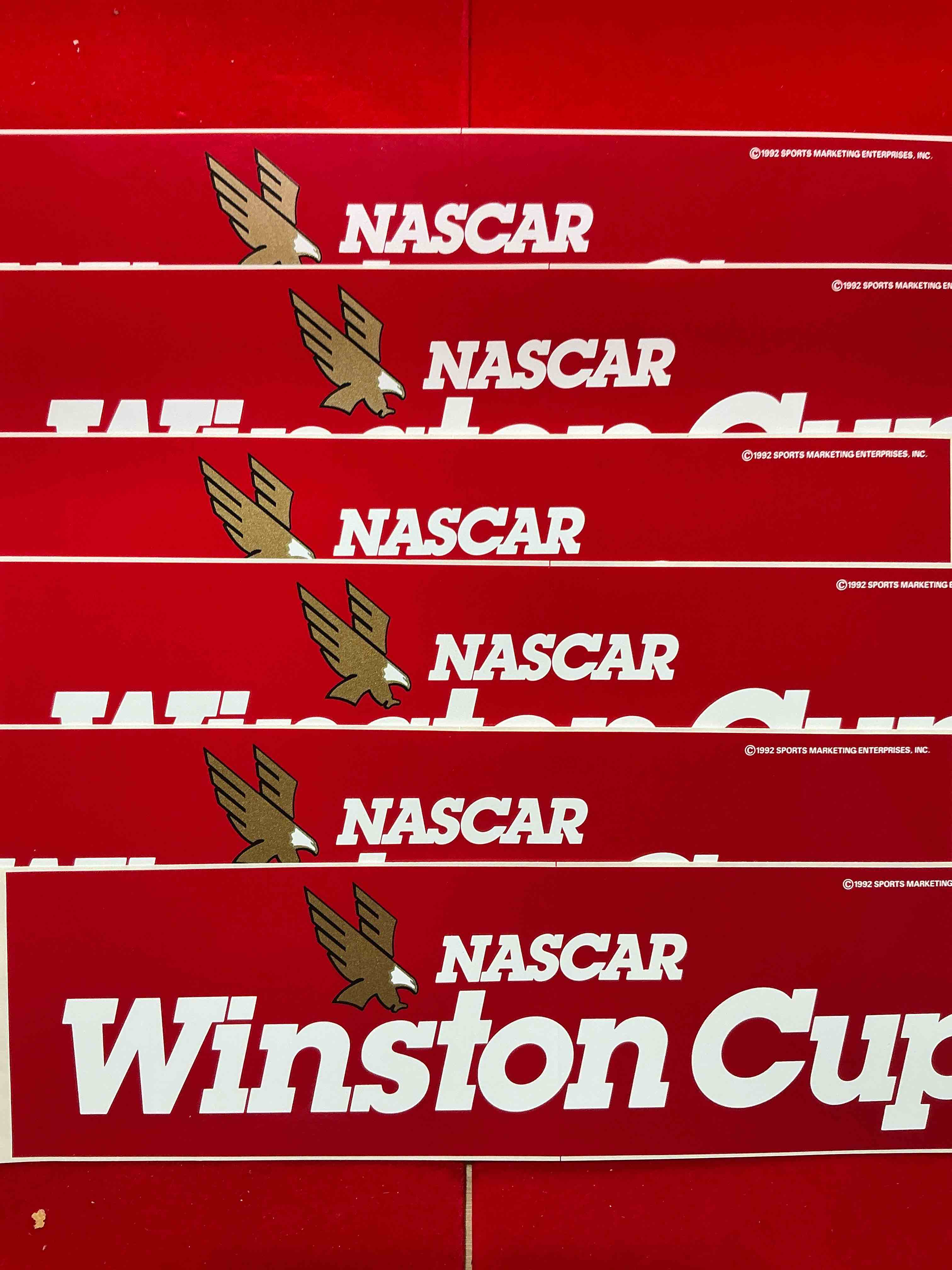 rare! winston cup series ultra rare 1992 nascar stickers! winston cigarettes sponsored the nascar cup series from 1971 until 2003, after the us government cracked down on the marketing & advertisement of tobacco. what a cool piece of vintage americana! great for any man-cave or garage! these are ultra rare collectible! nascar collectibles!