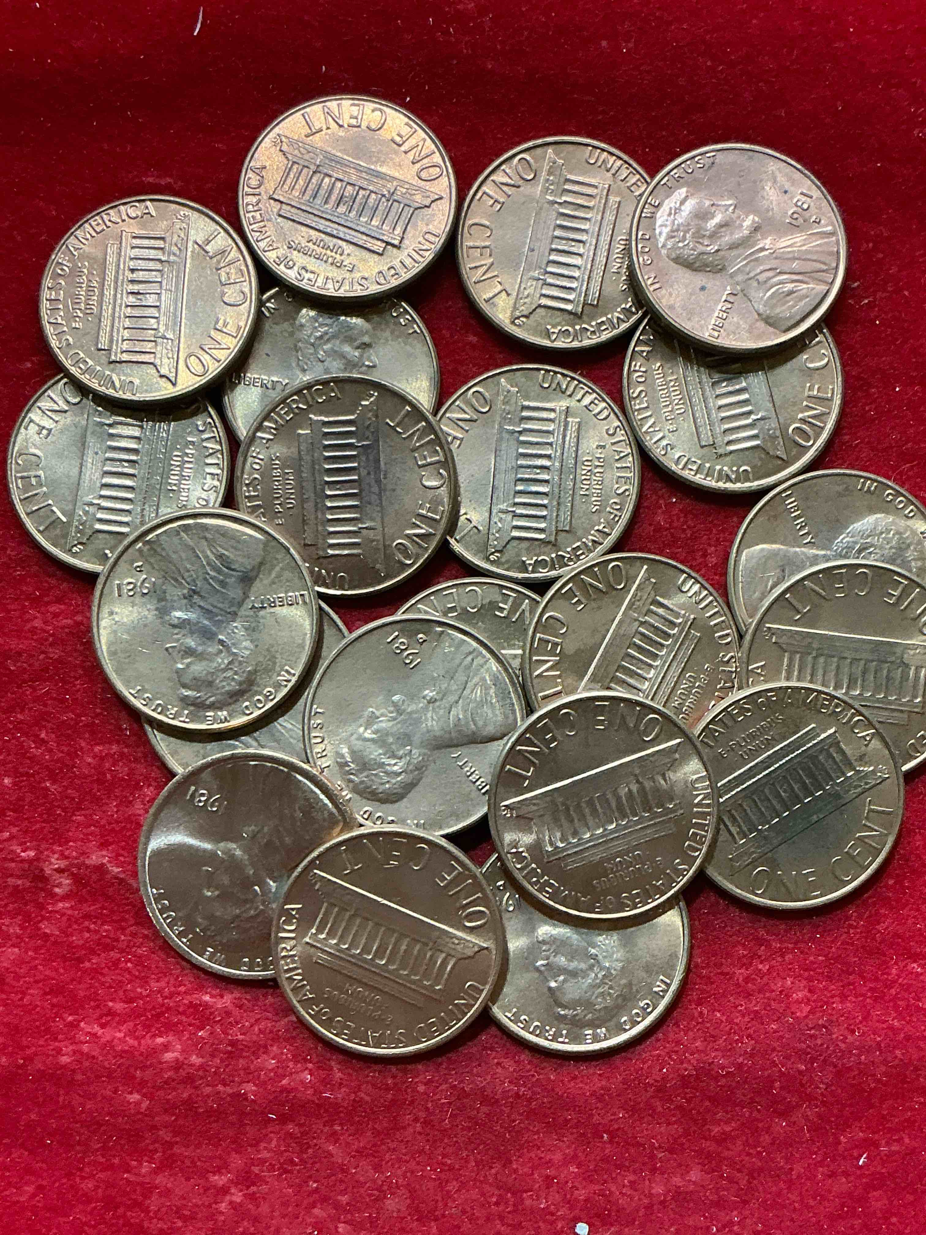 Condition photo showing New/Like New for 1981 uncirculated pennies! a historical year in american history, dawn of the space shuttle! ronald reagan inaugurated, launch of mtv! these pennies are a great way to grab a piece of american history!