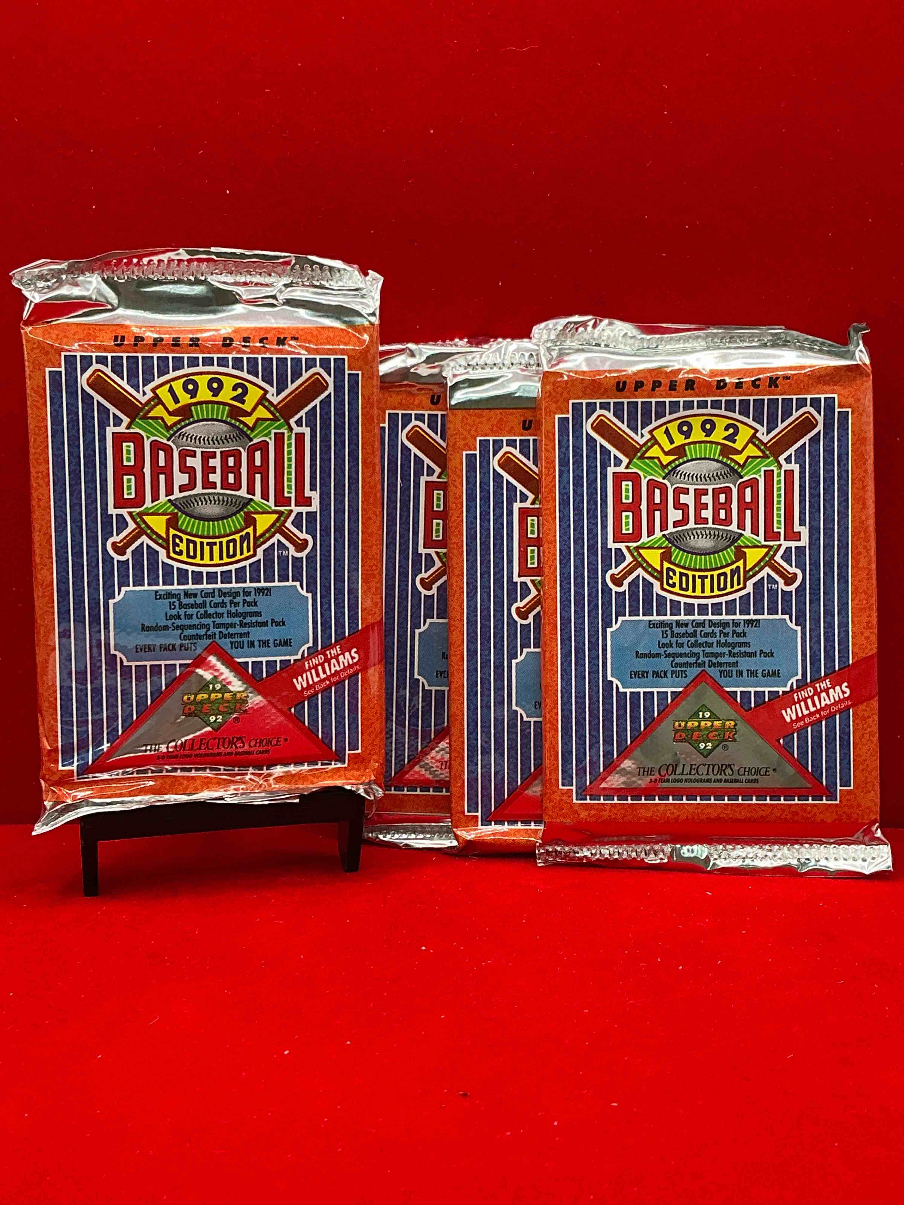find the williams! 1992 edition upper deck baseball cards! direct from original retail case! an uncommon find for sure! search for rookie cards from pedro martinez, manny ramirez & so much more! awesome, uncommon sports memorabilia!