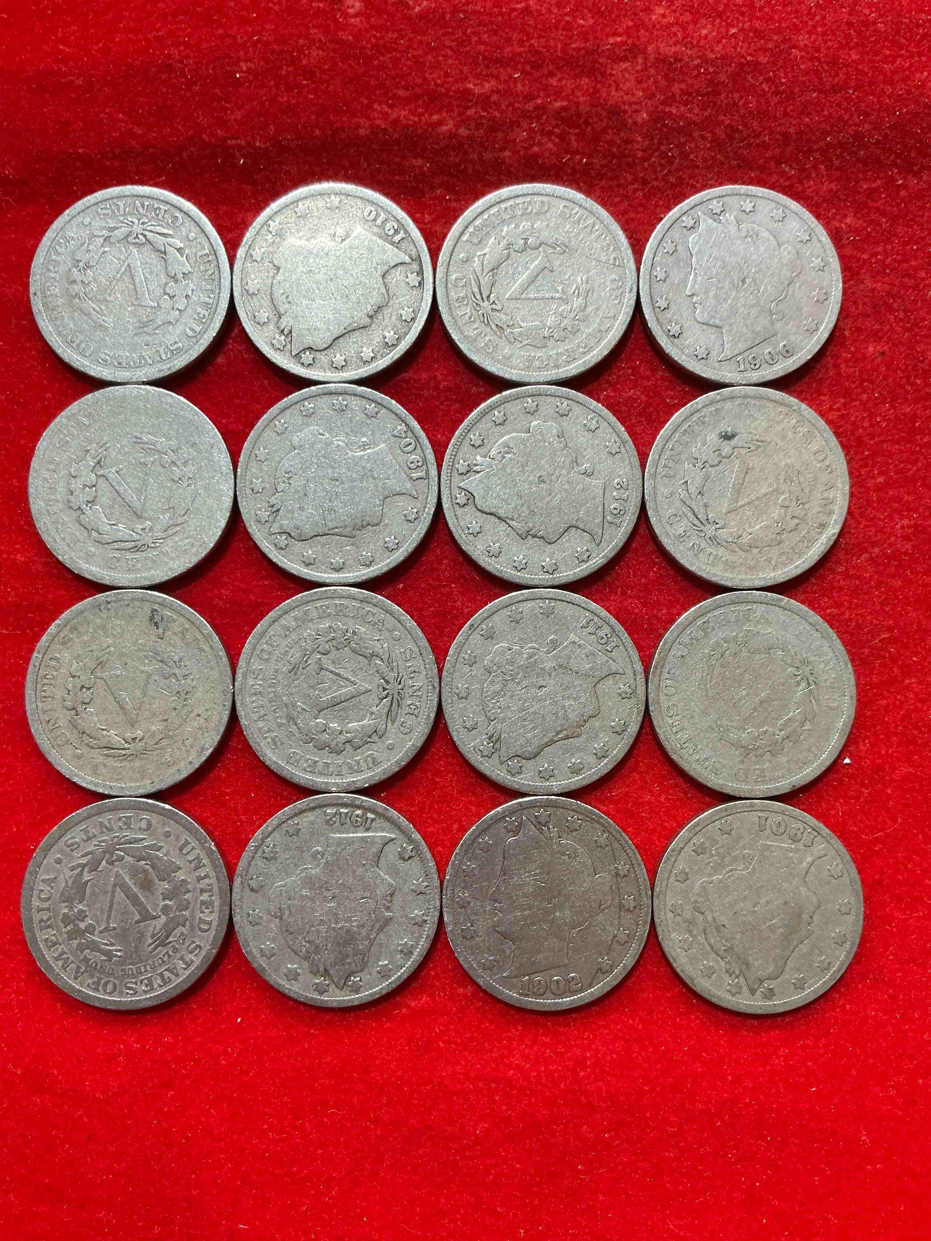 Condition photo showing Good Condition for antique u.s. v nickels! think of the history these coins have seen!, liberty head v nickels were minted up until 1913 & were the style of nickels before buffalo nickels. own some cool pieces of history! rare to see these coins with the "date on" in circulated condition!