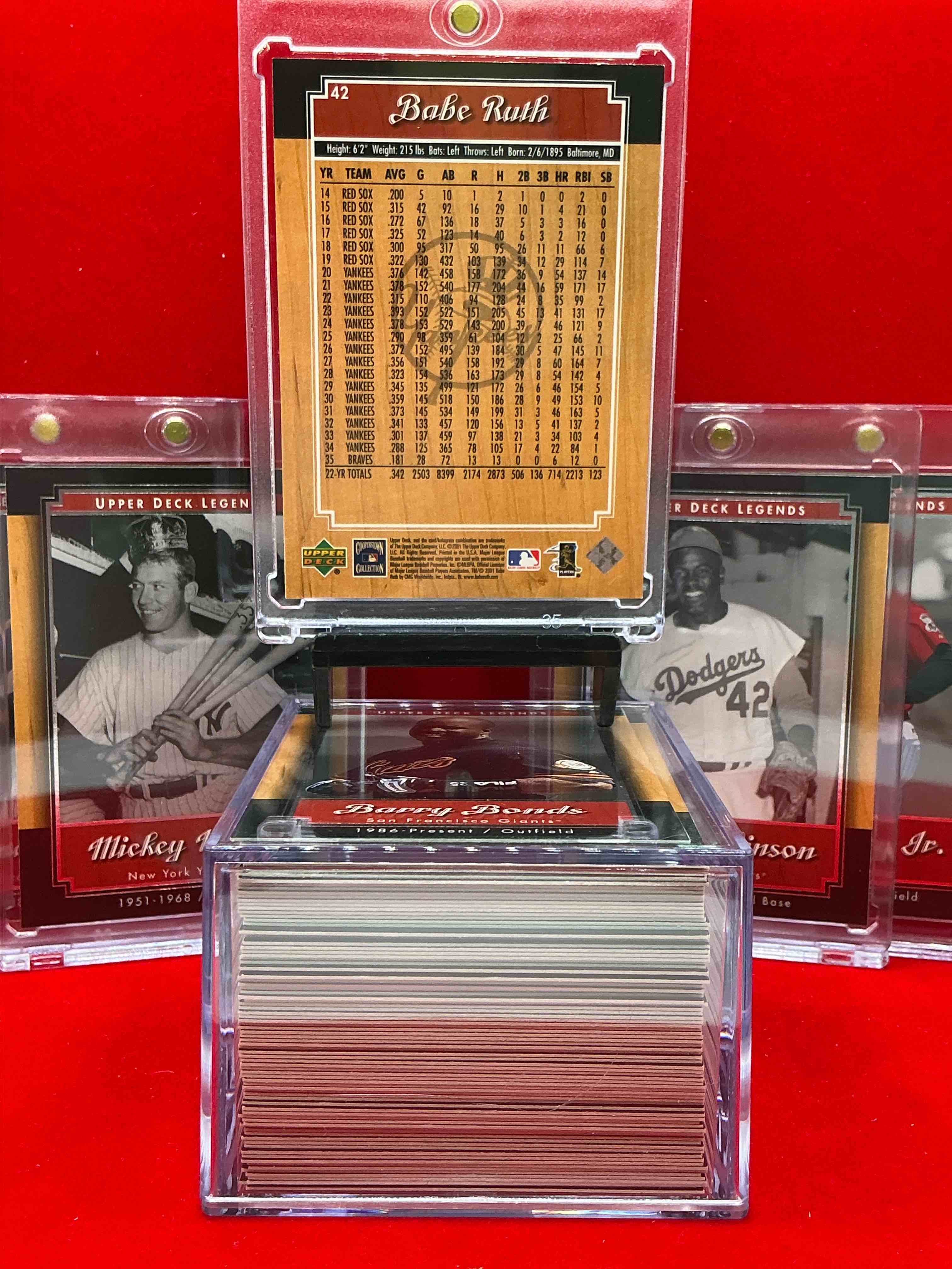 Condition photo showing New/Like New for 2001 upper deck past & present 90 card collection! babe ruth, mickey mantle, jackie robinson, ken griffey jr, randy johnson & more! wow! look for legends! where else can you get a ken griffey jr, babe ruth, mickey mantle, jackie robinson & more, all in one place!