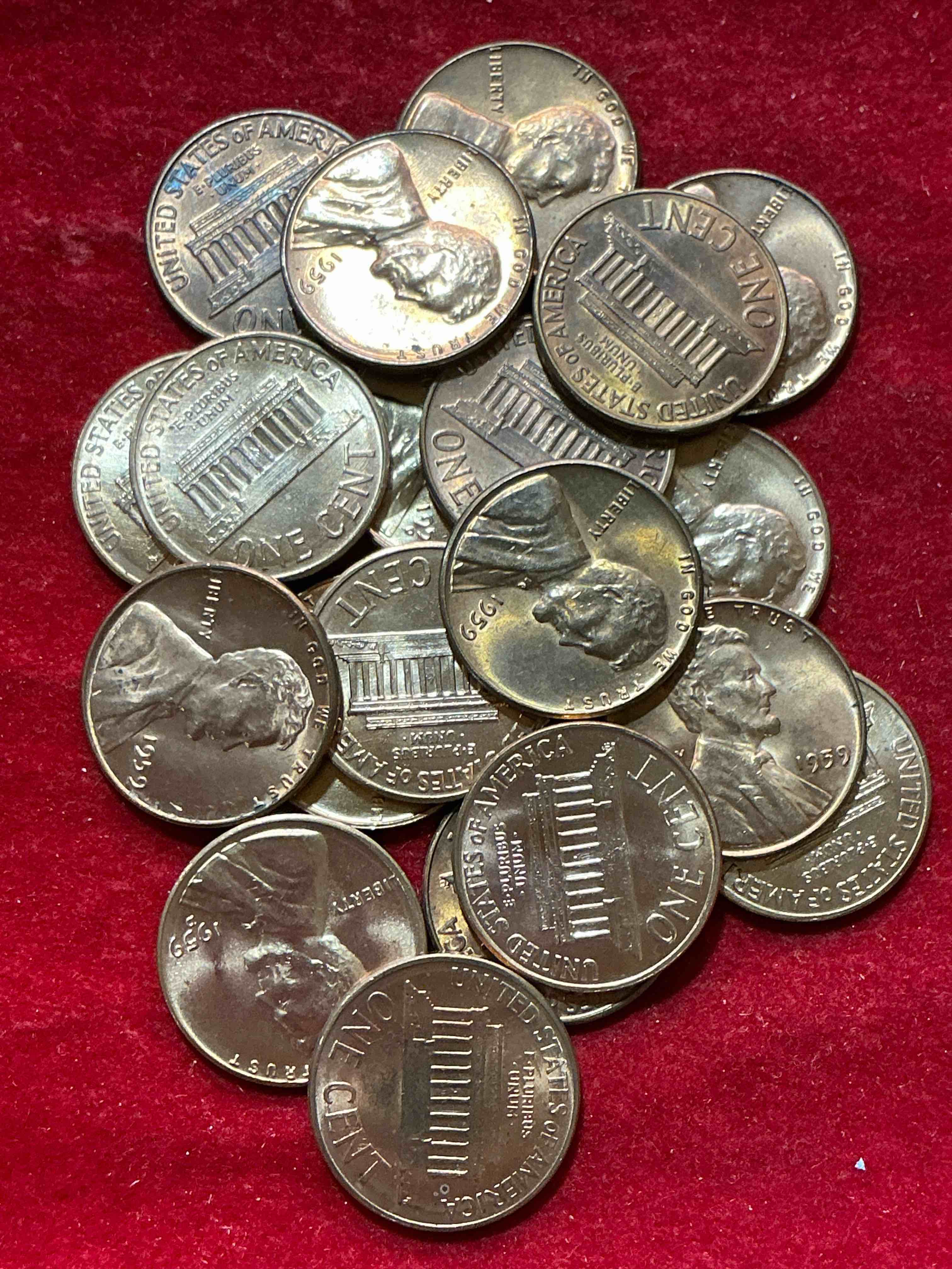 Condition photo showing New/Like New for 1959 brilliant uncirculated pennies!  1959 was the last year of an epic chapter of american history!  own pieces of the 1950’s with these brilliant uncirculated pennies!  many from the original treasury bank rolls not having seen daylight since 1959, wow! 