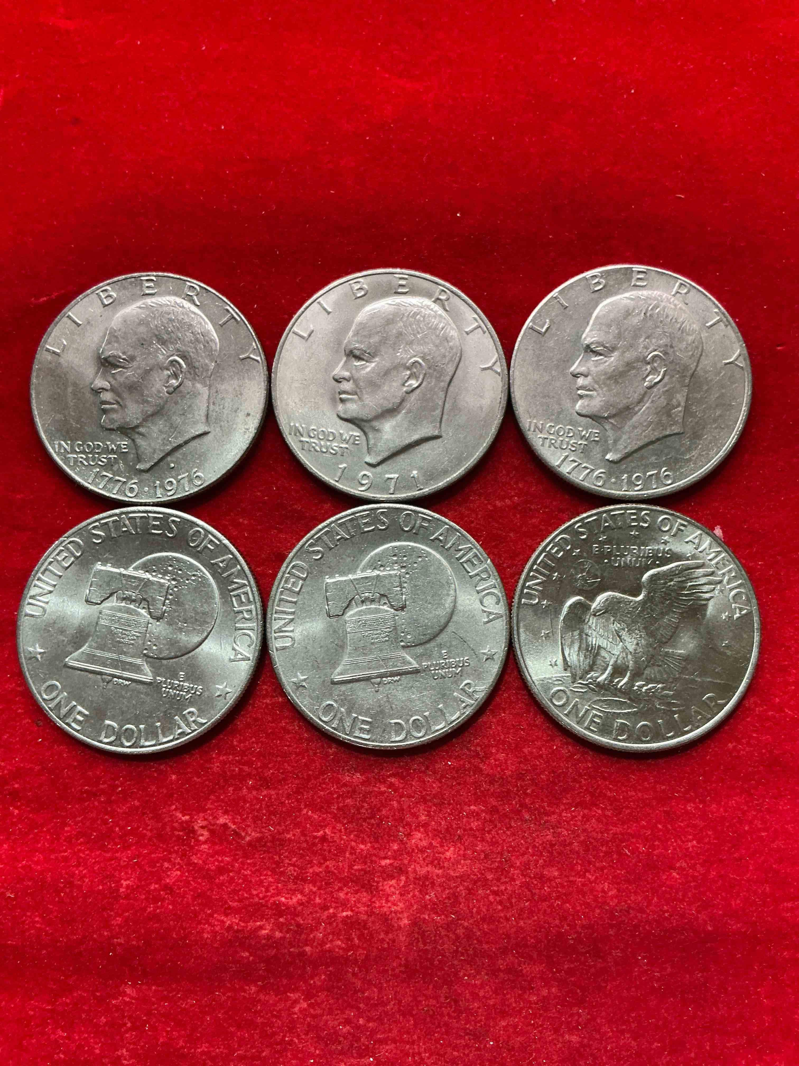 Condition photo showing Good Condition for gorgeous eisenhower dollar coins! these striking, large u.s. coins were minted from 1971-1978. here are gorgeous examples of “ike" dollars from 1976 & more! these coins have become immensely popular with collectors & some have great toning!