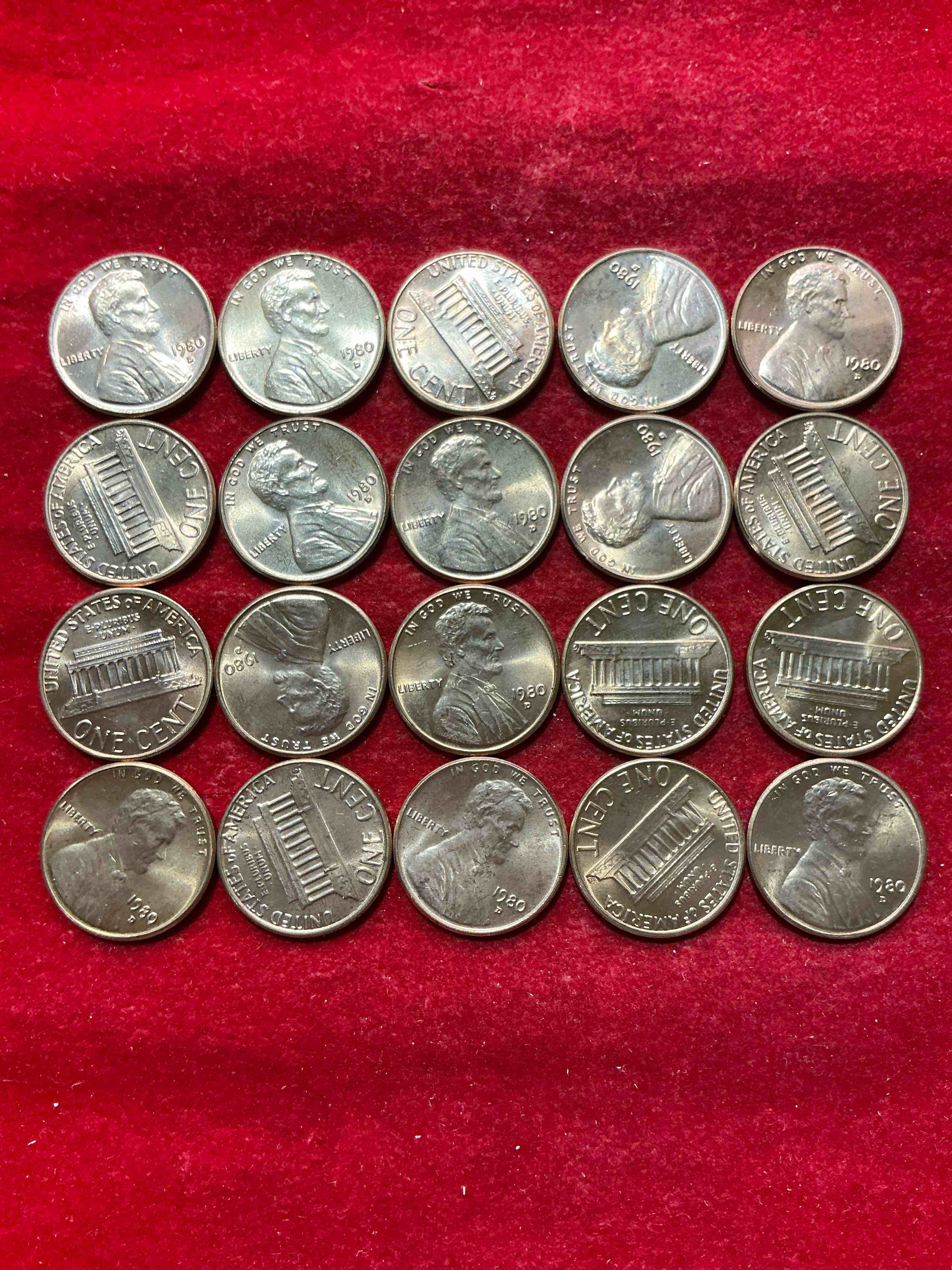 1980 uncirculated pennies! what a year in american history! miracle on ice! regan revolution! mount st.helens eruption! grab a piece of american history!