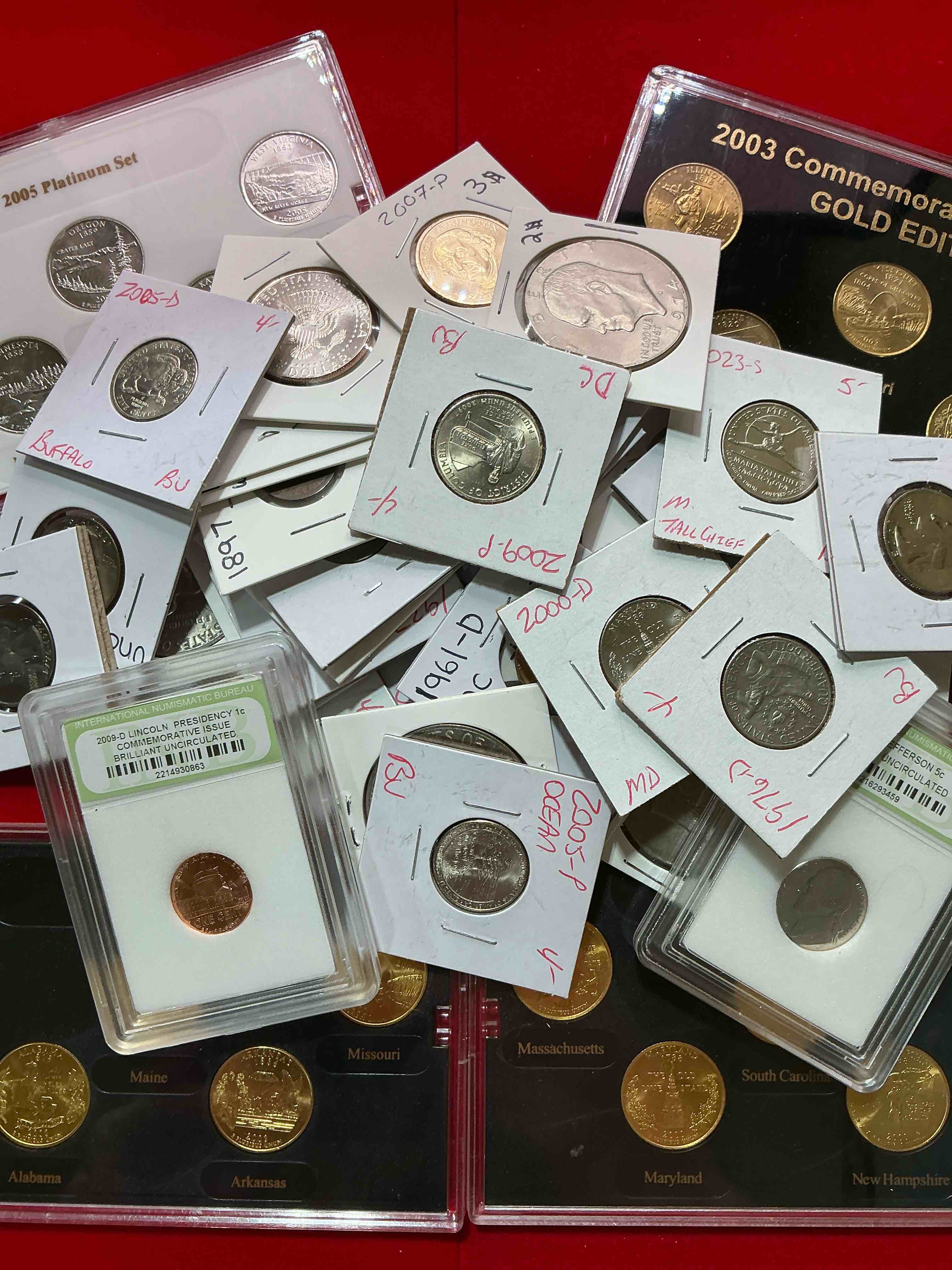 cool coin closeout! wow! awesome u.s. coins & more, antique, vintage & modern galore! many uncirculated! check out this incredible closeout collection of incredibly cool coins & rare items spanning decades! bid is per coin/item & all coins encased for protection! a true smorgasbord collector's dream! each collection is unique and includes items such as rare antique coins, rare date coins, coin sets, modern uncirculated coins, wooden tokens, cool medallions & more! disregard original price marks on pieces, this is a true auction closeout! an incredible opportunity for re-sellers & collectors!