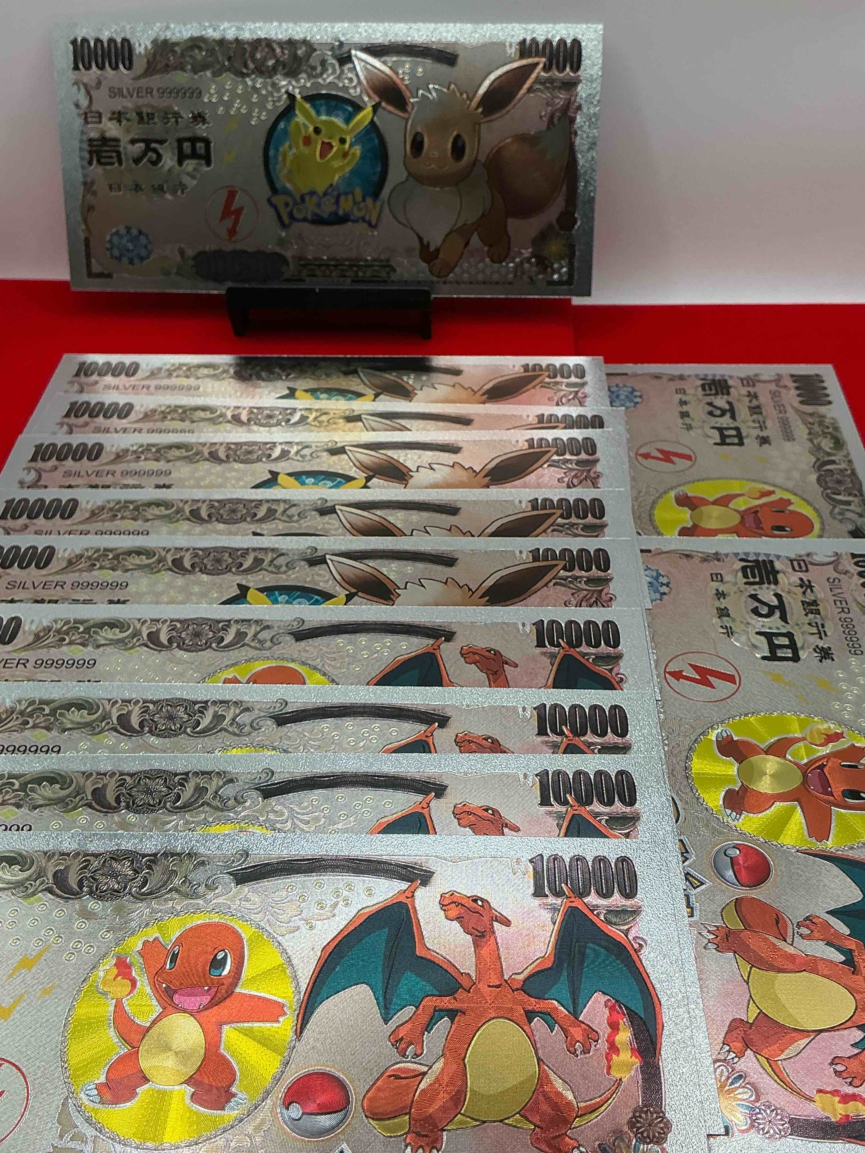 Condition photo showing New/Like New for pokémon novelty silver in color dollars! ultra cool novelty 1,000,000 pokémon bill with characters & cool designs! rare & hard to get!