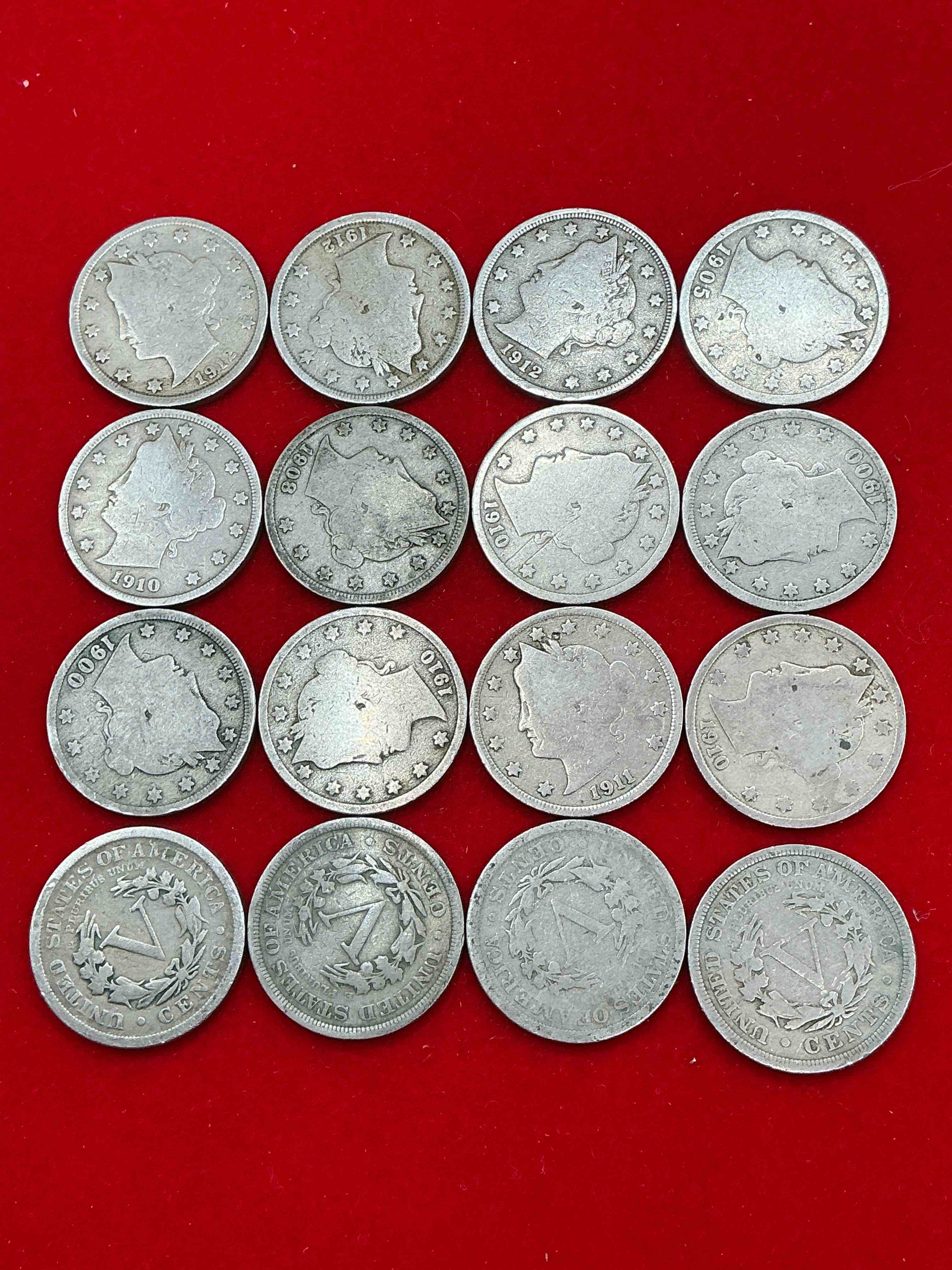 Condition photo showing Good Condition for antique u.s. v nickels! think of the history these coins have seen!, liberty head v nickels were minted up until 1913 & were the style of nickels before buffalo nickels. own some cool pieces of history! rare to see these coins with the "date on" in circulated condition!