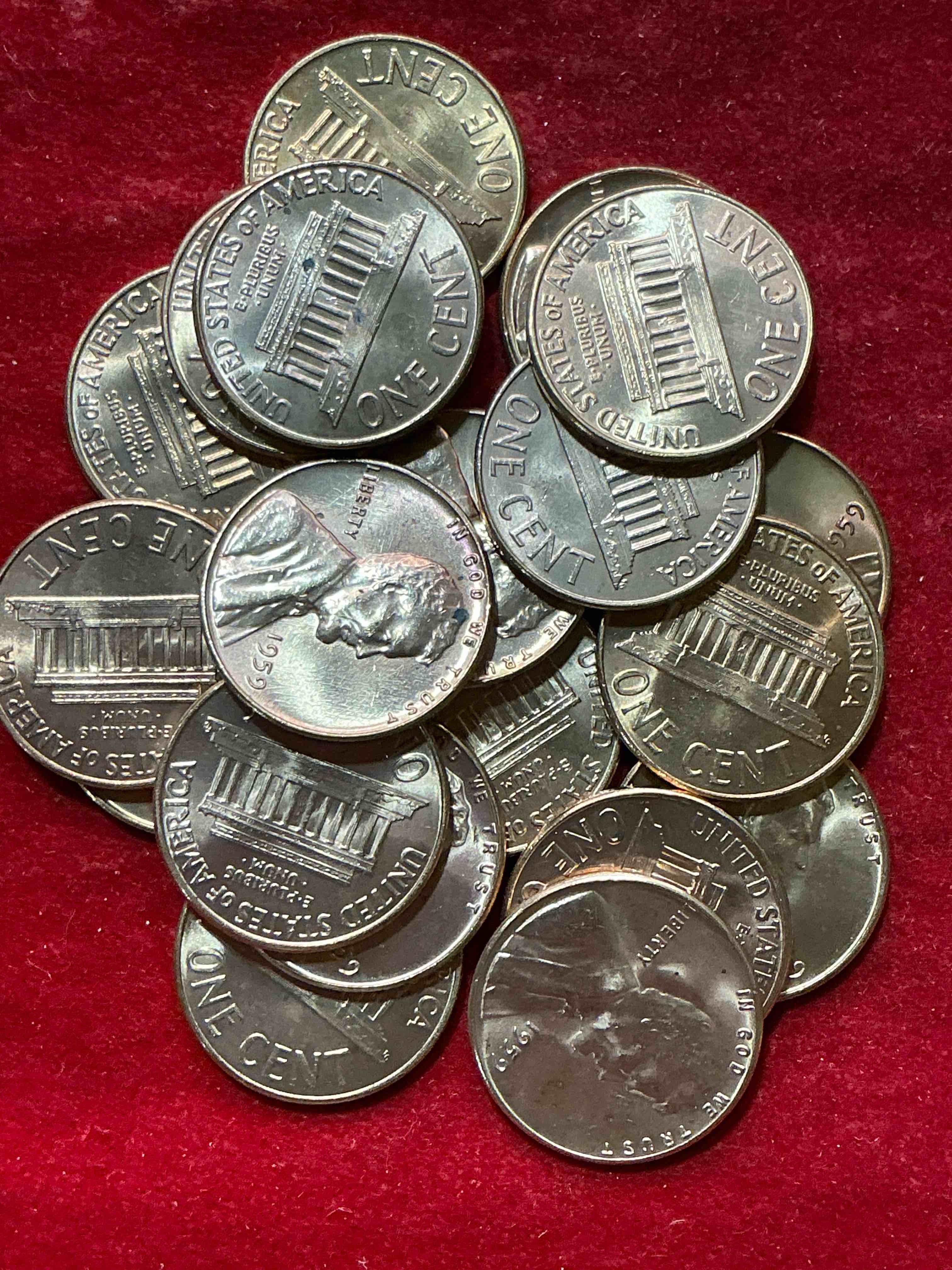 Condition photo showing New/Like New for 1959 brilliant uncirculated pennies! 1959 was the last year of an epic chapter of american history! own pieces of the 1950’s with these brilliant uncirculated pennies! many from the original treasury bank rolls not having seen daylight since 1959, wow!