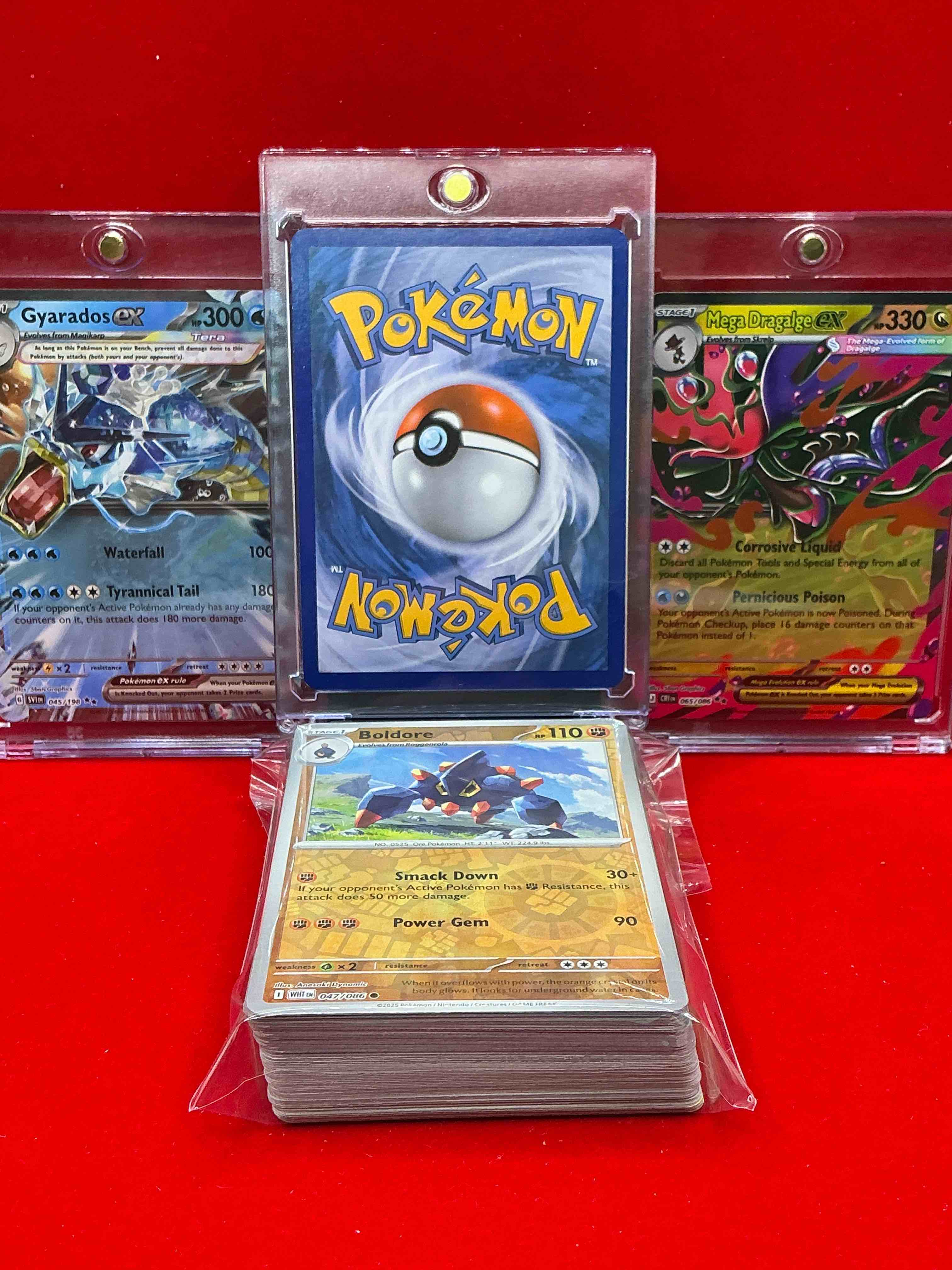 Condition photo showing New/Like New for charizard ex, gyarados ex, mega dragagle ex & more! along with 50 other pokémon heroes, holos, legends & commons- including holographic cards, cool holos & more! includes  non holo common/ uncommon basic & first stage cards & could even include trainers & energy too! perfect set for collectors & enthusiasts!