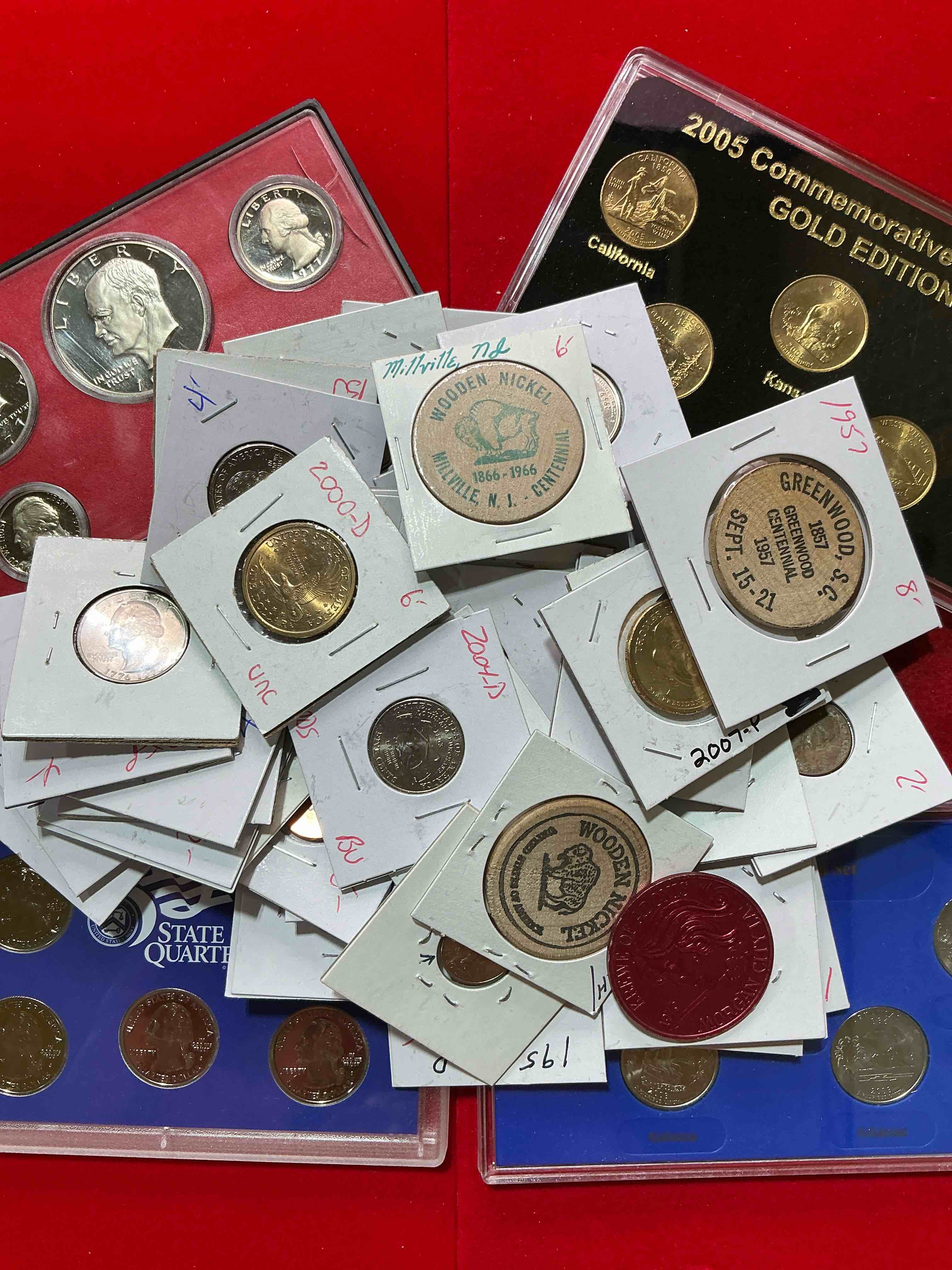 cool coin closeout! wow! awesome u.s. coins & more, antique, vintage & modern galore! many uncirculated! check out this incredible closeout collection of incredibly cool coins & rare items spanning decades! bid is per coin/item & all coins encased for protection! a true smorgasbord collector's dream! each collection is unique and includes items such as rare antique coins, rare date coins, coin sets, modern uncirculated coins, wooden tokens, cool medallions & more! disregard original price marks on pieces, this is a true auction closeout! an incredible opportunity for re-sellers & collectors!