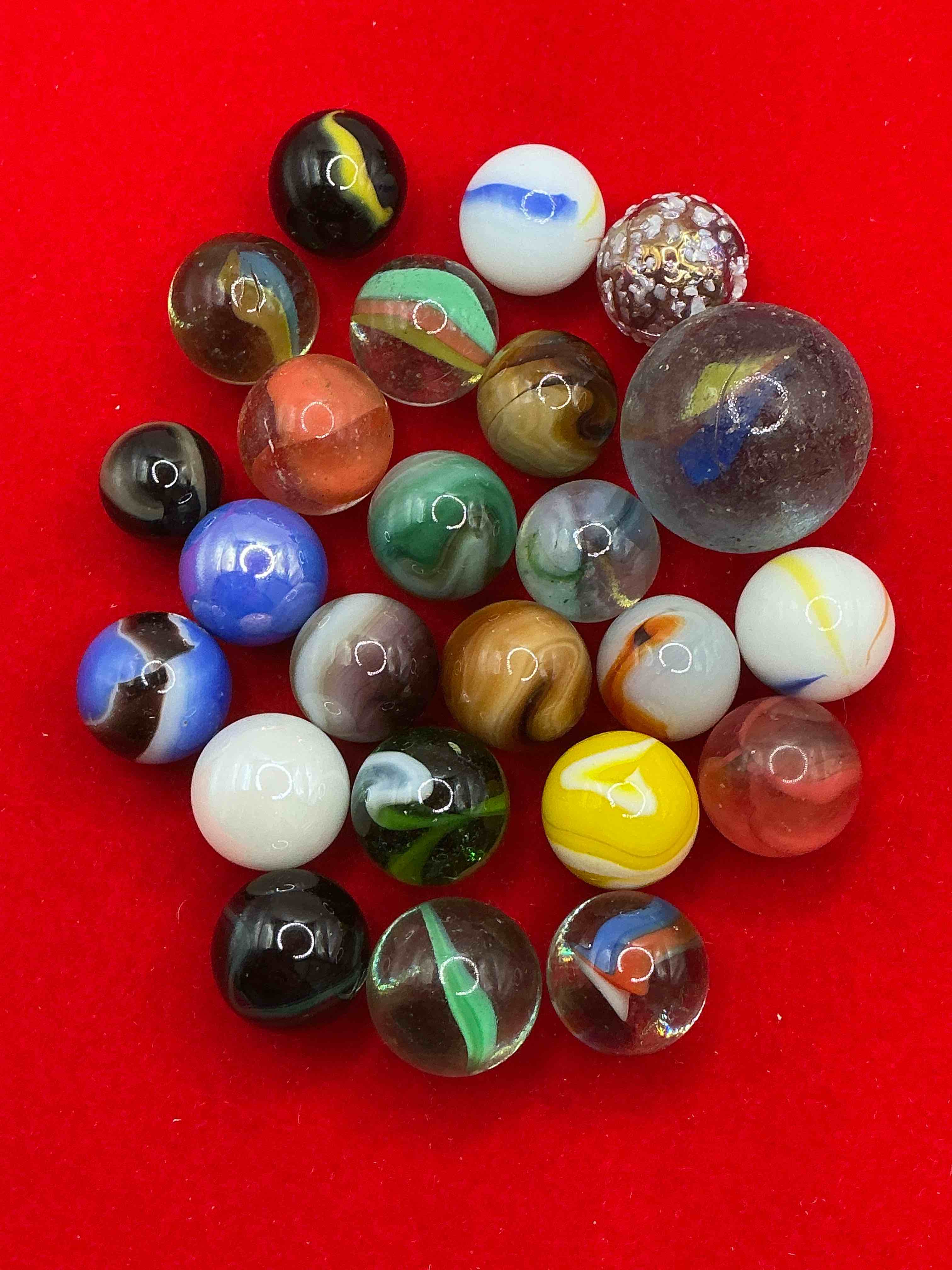 antique glass marbles! genuine stunning marbles lot, some marbles made between the years 1925-1965 & some may be made with uranium! some may are great depression era & even earlier! gorgeous, authentic pieces of history!  