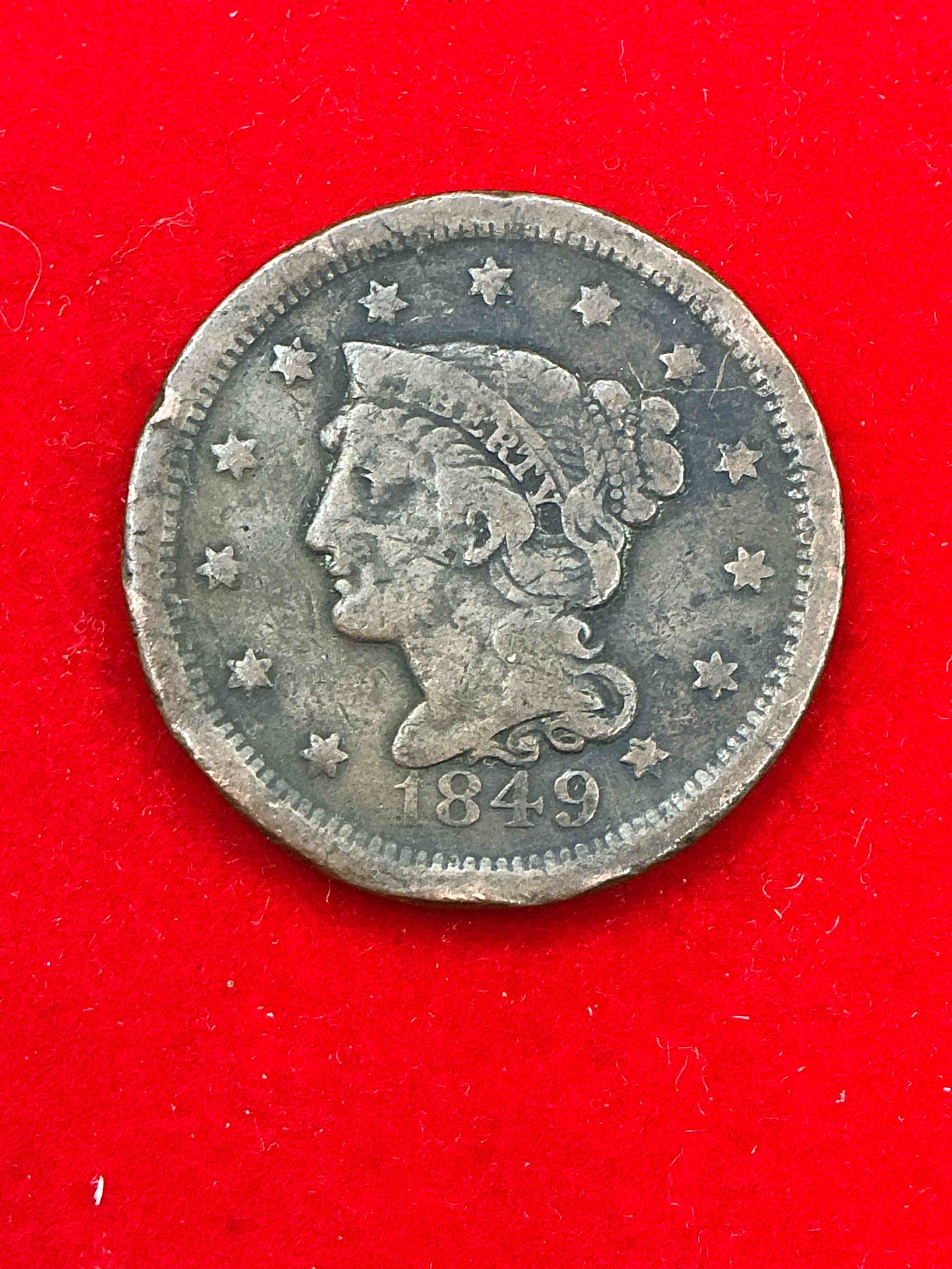 1849 ultra rare us one cent piece! these coins were minted starting in 1793 & have become serious collectors items! this rare one cent piece is in great condition for the year! 1800’s coin, think of the history this coin has seen! incredible!  