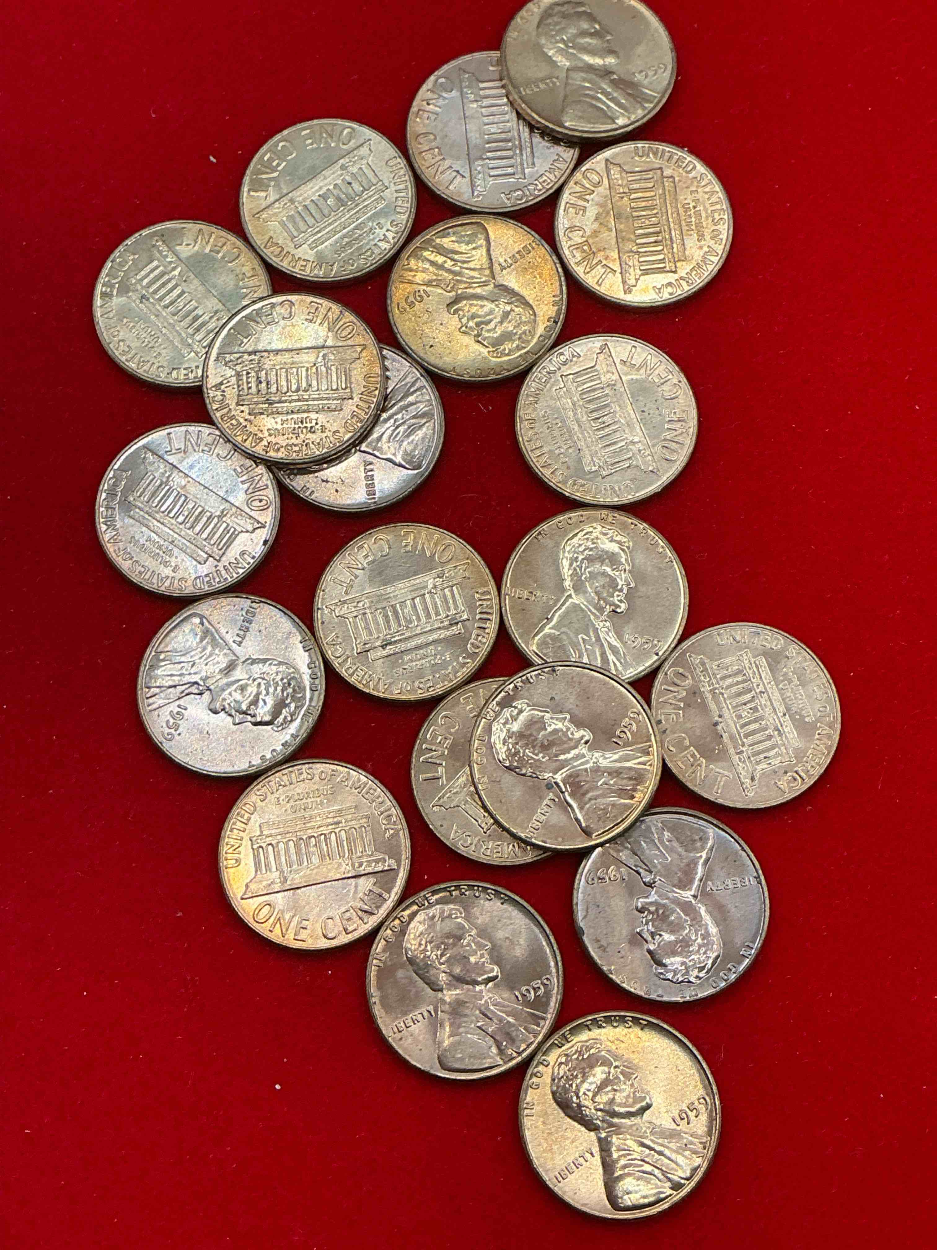 1959 brilliant uncirculated pennies!  1959 was the last year of an epic chapter of american history!  own pieces of the 1950’s with these brilliant uncirculated pennies!  many from the original treasury bank rolls not having seen daylight since 1959, wow! 
